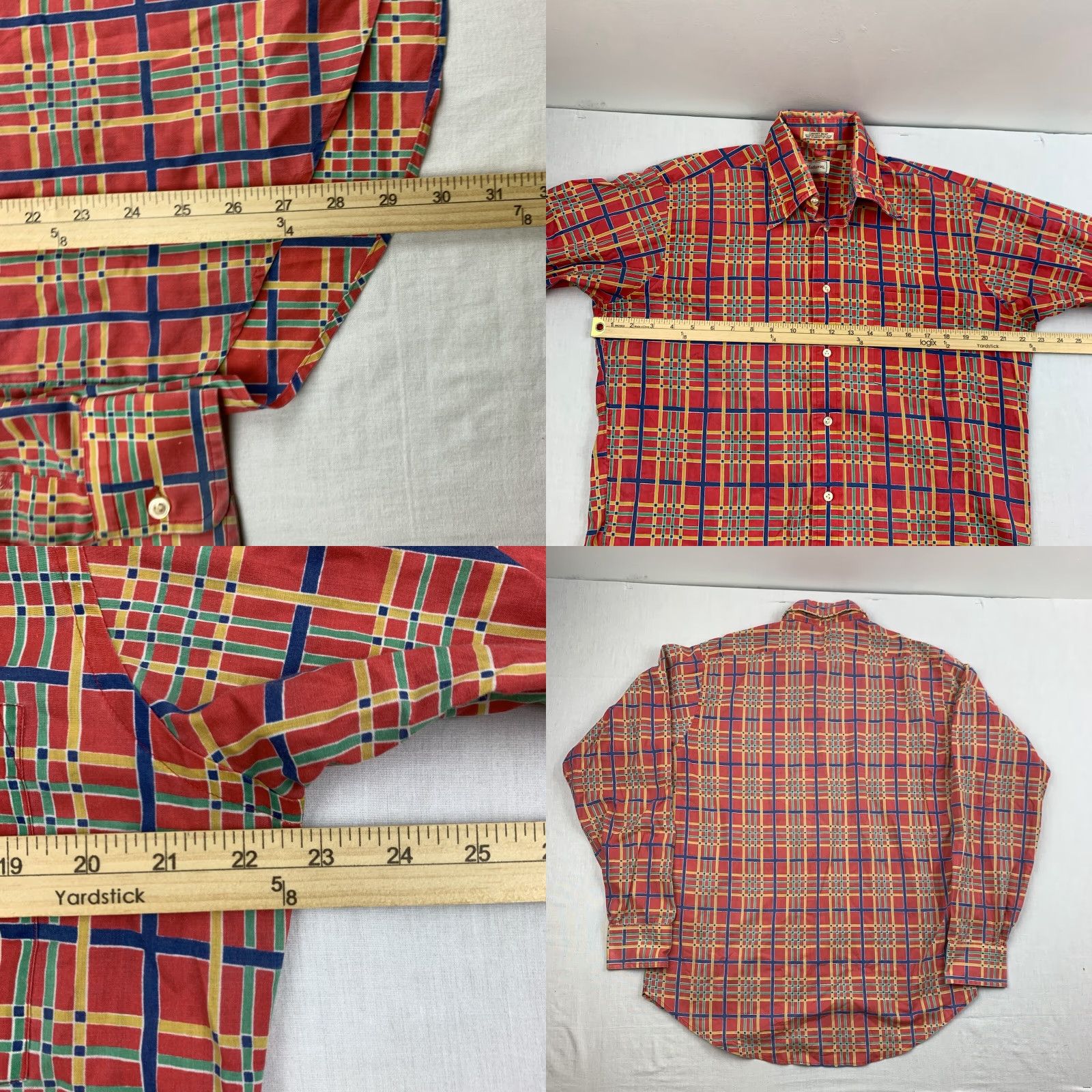 Vintage VINTAGE Hathaway Button-Up Shirt Men Large Orange Plaid 70s Formal Collar 80s Classic Mens Regular Size L Size 42R - 8 Thumbnail