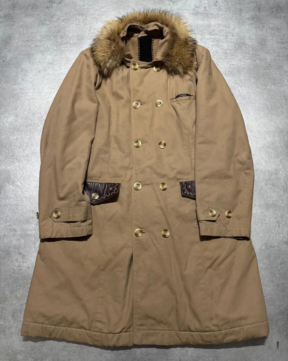 Roberto Cavalli 2000s Roberto Cavalli Fur Collar Beige Long Jacket Size US M / EU 48-50 / 2 - 1 Thumbnail