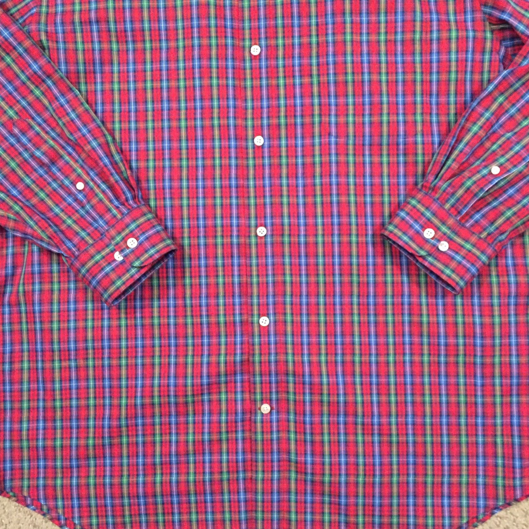 Lands' End Lands' End Button-Up Shirt Mens 17.5 Red Plaid Long Sleeve Shirt Mens Red Plaid Button-Up 17.5 Lands' End Size US XXL / EU 58 / 5 - 4 Thumbnail