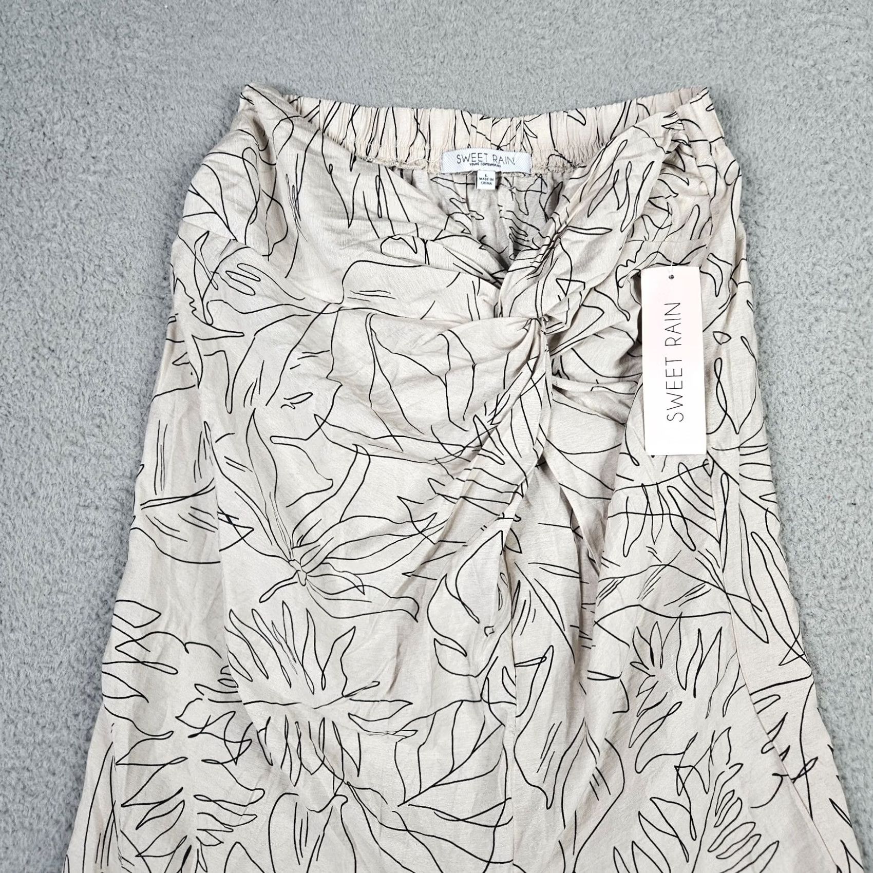 Rains Sweet Rain Skirt Midi A-Line Slit Beige Black Women L NEW Size 36" / US 14 / IT 50 - 7 Thumbnail