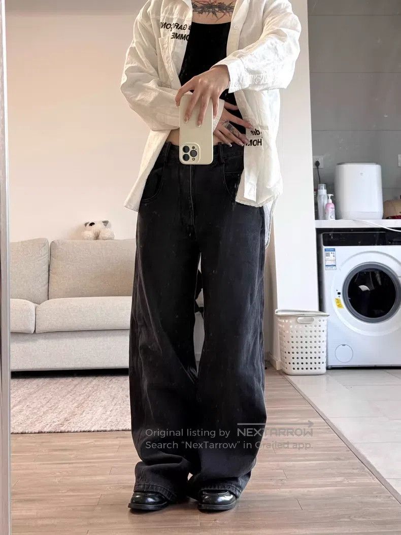 Ann Demeulemeester Ann Demeulemeester Loose Straight Fit Denim Trousers with Size 26" / US 2 / IT 38 - 2 Thumbnail