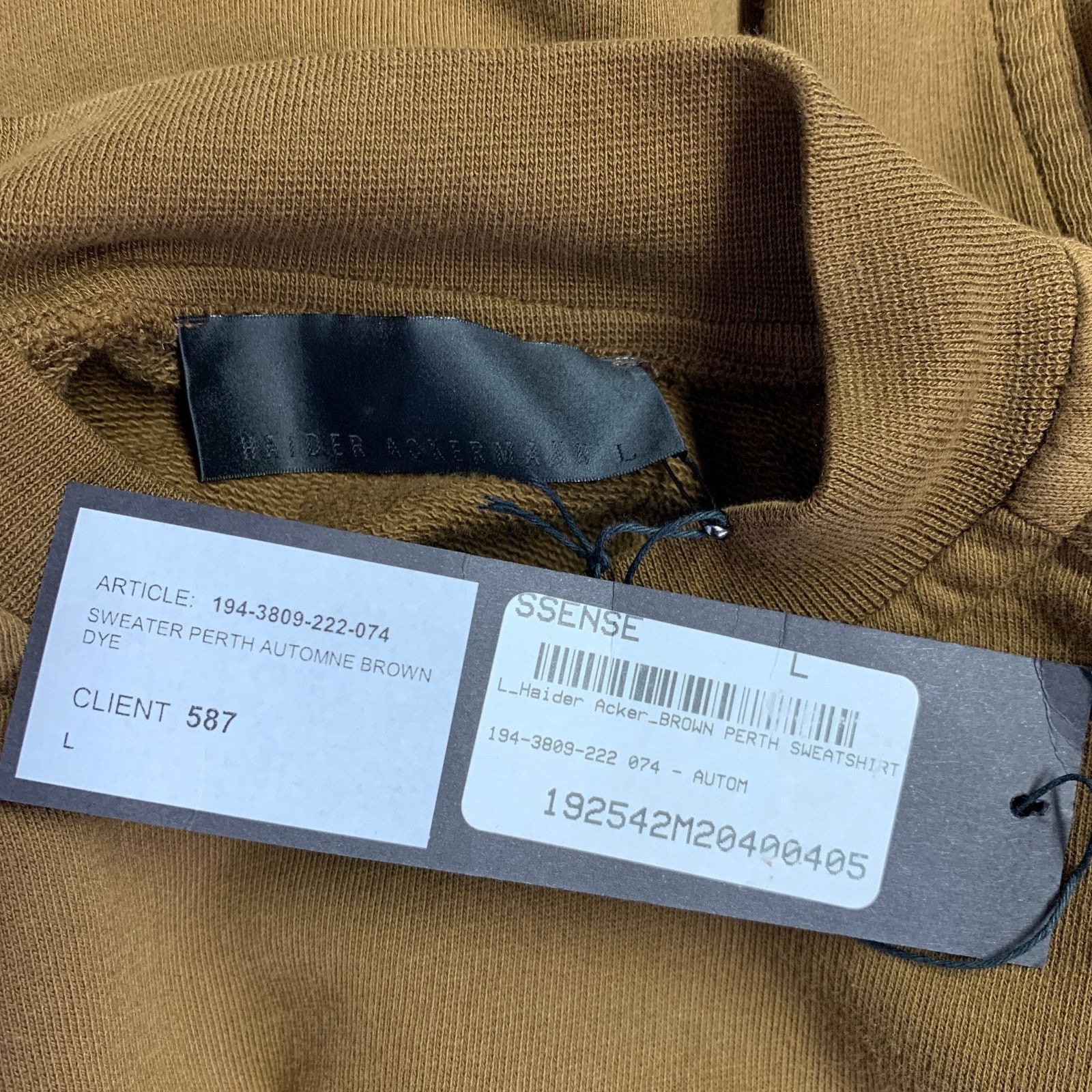 Haider Ackermann HAIDER ACKERMANN L Brown Cotton Blend Crew Neck Sweatshirt Size US L / EU 52-54 / 3 - 5 Thumbnail