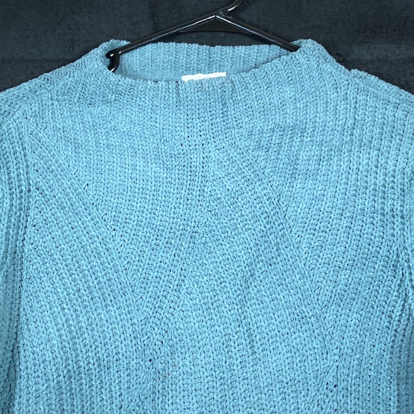 J. Jill J. Jill Sweater Blue Chenille Cable Knit Petite Long Sleeve Tunic MP, Pullover, Knit, Solid, Relaxed Fit, Petite, Women Size M / US 6-8 / IT 42-44 - 2 Thumbnail