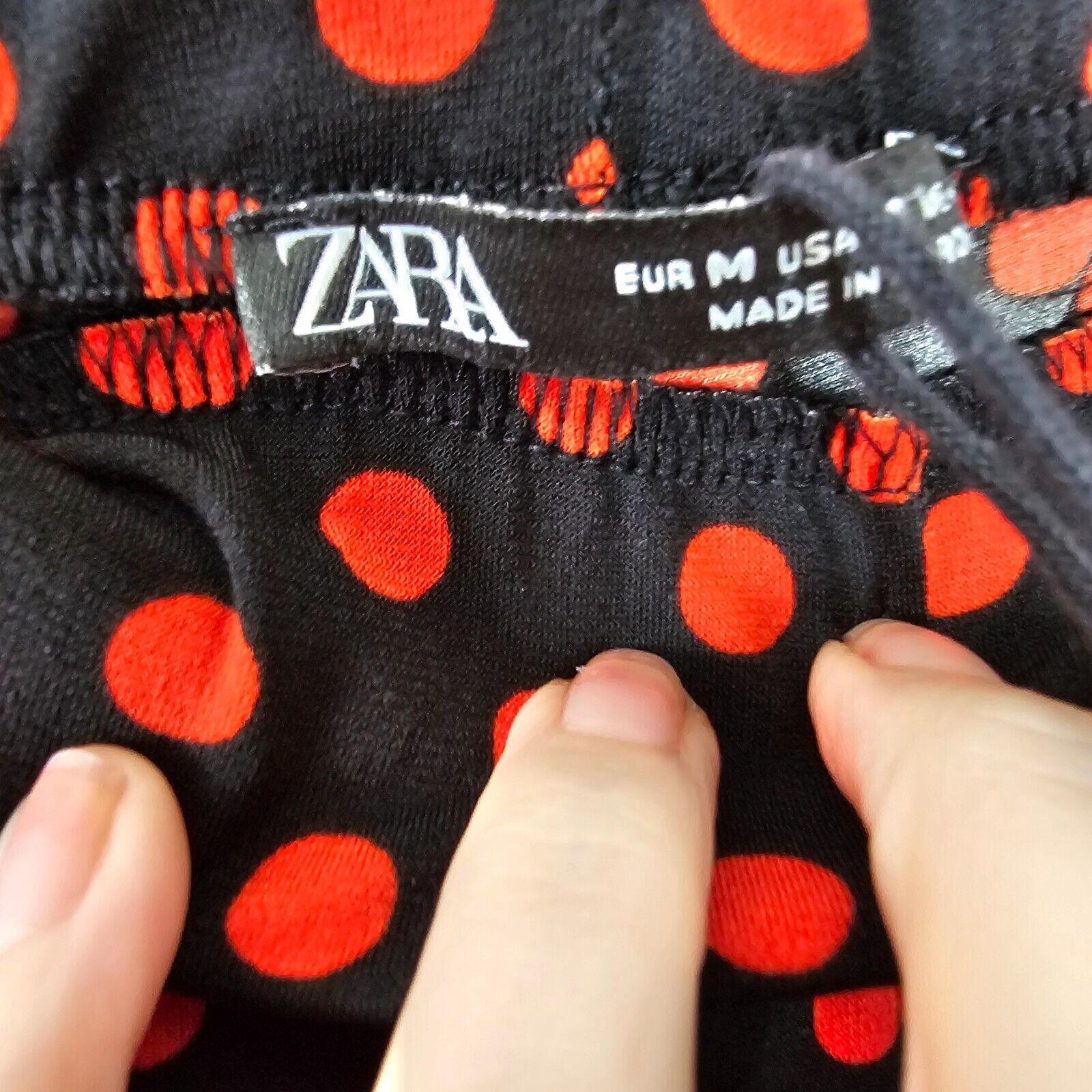 Zara NWOT Zara Polka Dot Black Lace Hem Wide Leg Elastic Waist M Size 30" / US 8 / IT 44 - 4 Thumbnail
