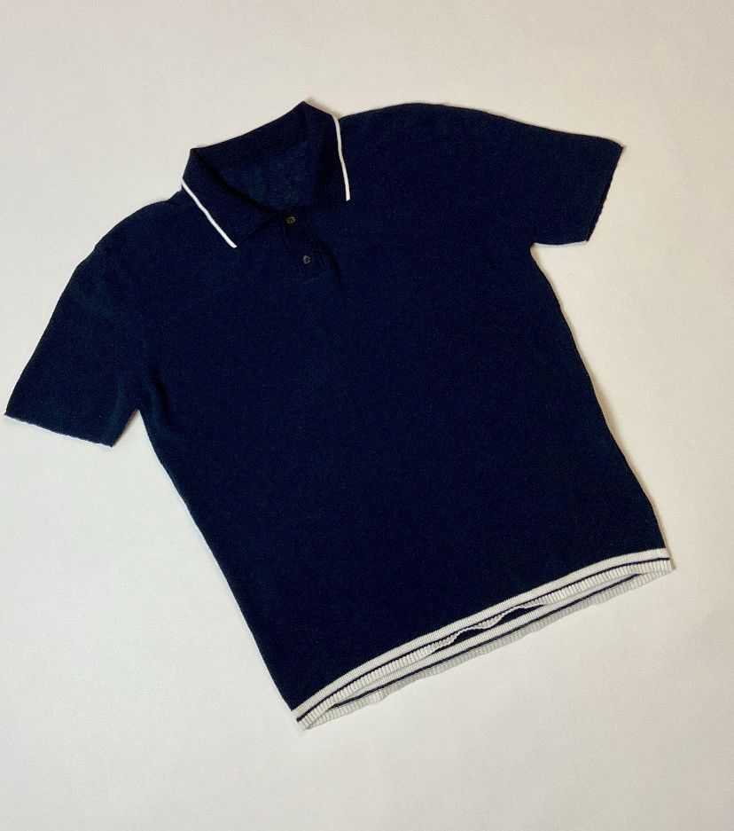 Jacquemus Jacquemus Navy Knit Polo Shirt White Trim Size M Size US M / EU 48-50 / 2 - 1 Thumbnail