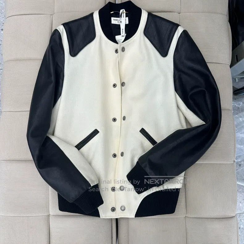 Saint Laurent Paris Saint Laurent Paris Black and White Colorblock Wool Baseba Size XXS / US 00 / IT 34 - 1 Thumbnail