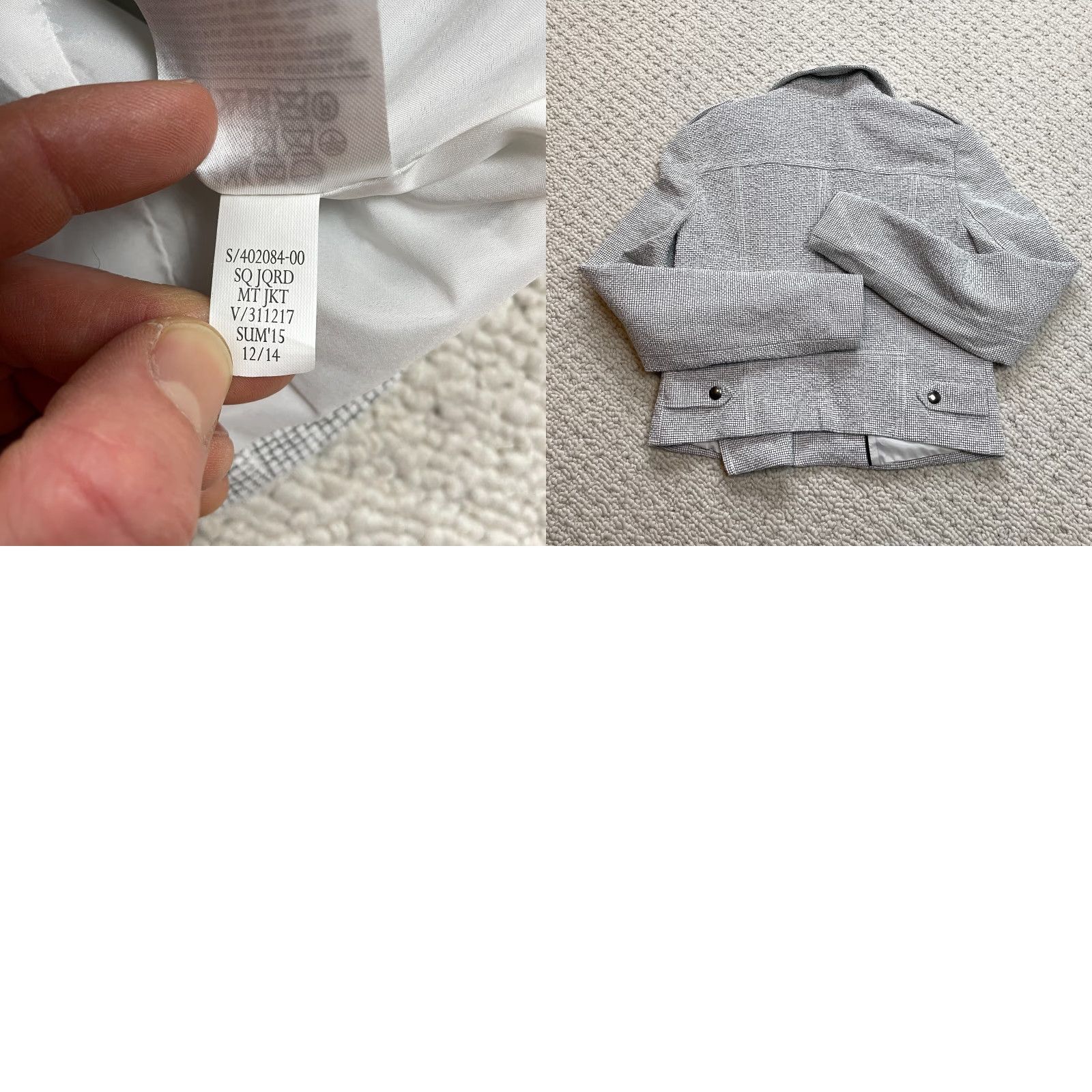 VINTAGE Banana Republic Motorcycle Jacket Womens 2 White Square Jacquard Angle Zip