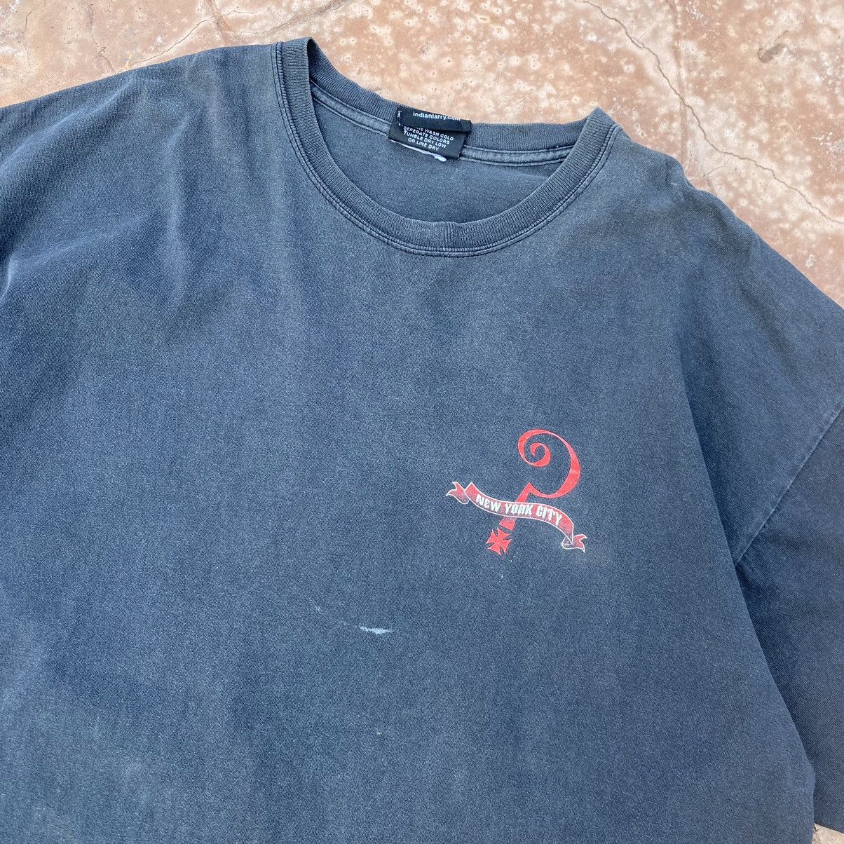 Indian Motorcycle Thrashed Faded Vintage Y2K Indian Larry New York City Tee Size US XXL / EU 58 / 5 - 5 Thumbnail