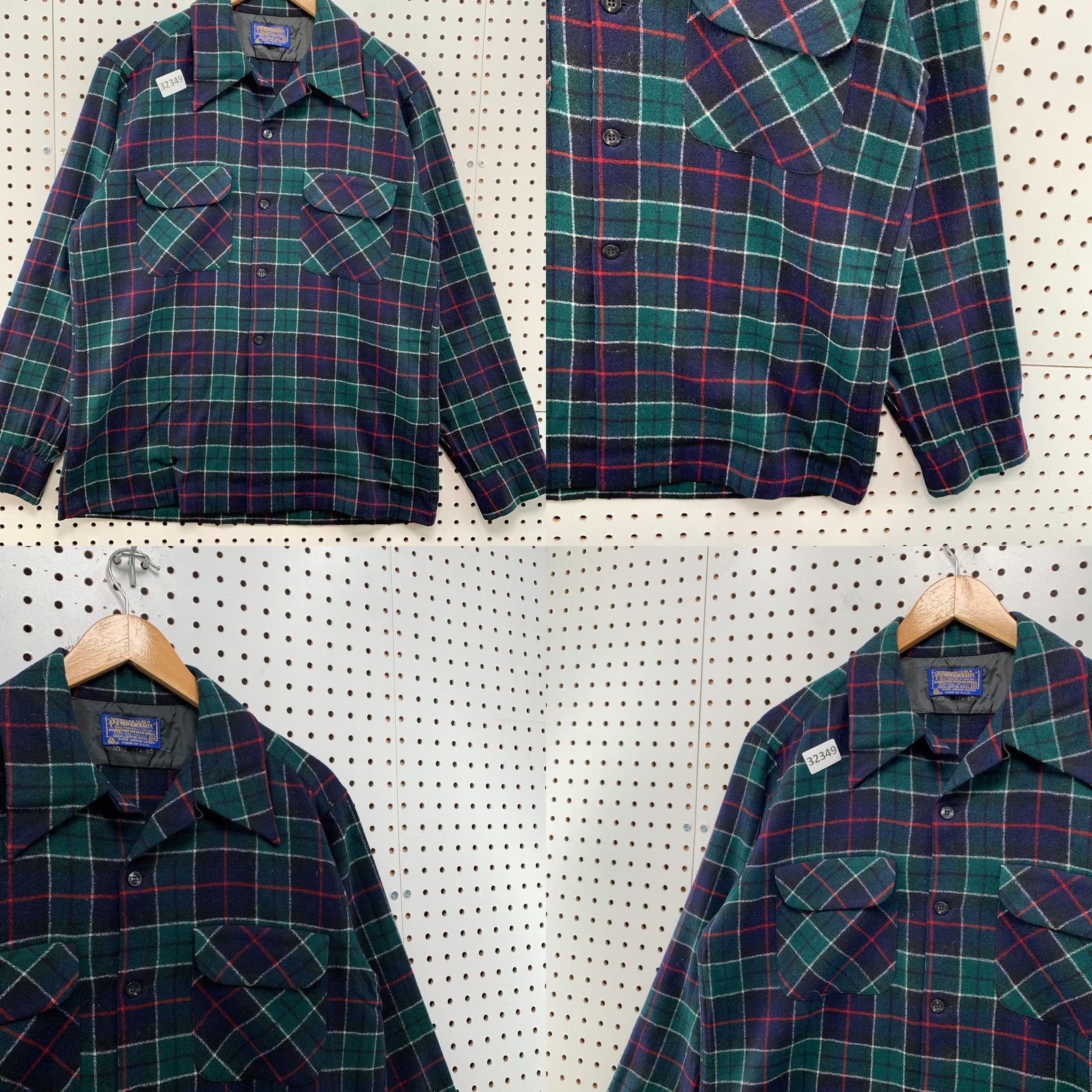 Pendleton VINTAGE 70s Pendleton Wool Board Shirt Green Tartan Plaid Button Loop USA M Mens Size US M / EU 48-50 / 2 - 8 Thumbnail