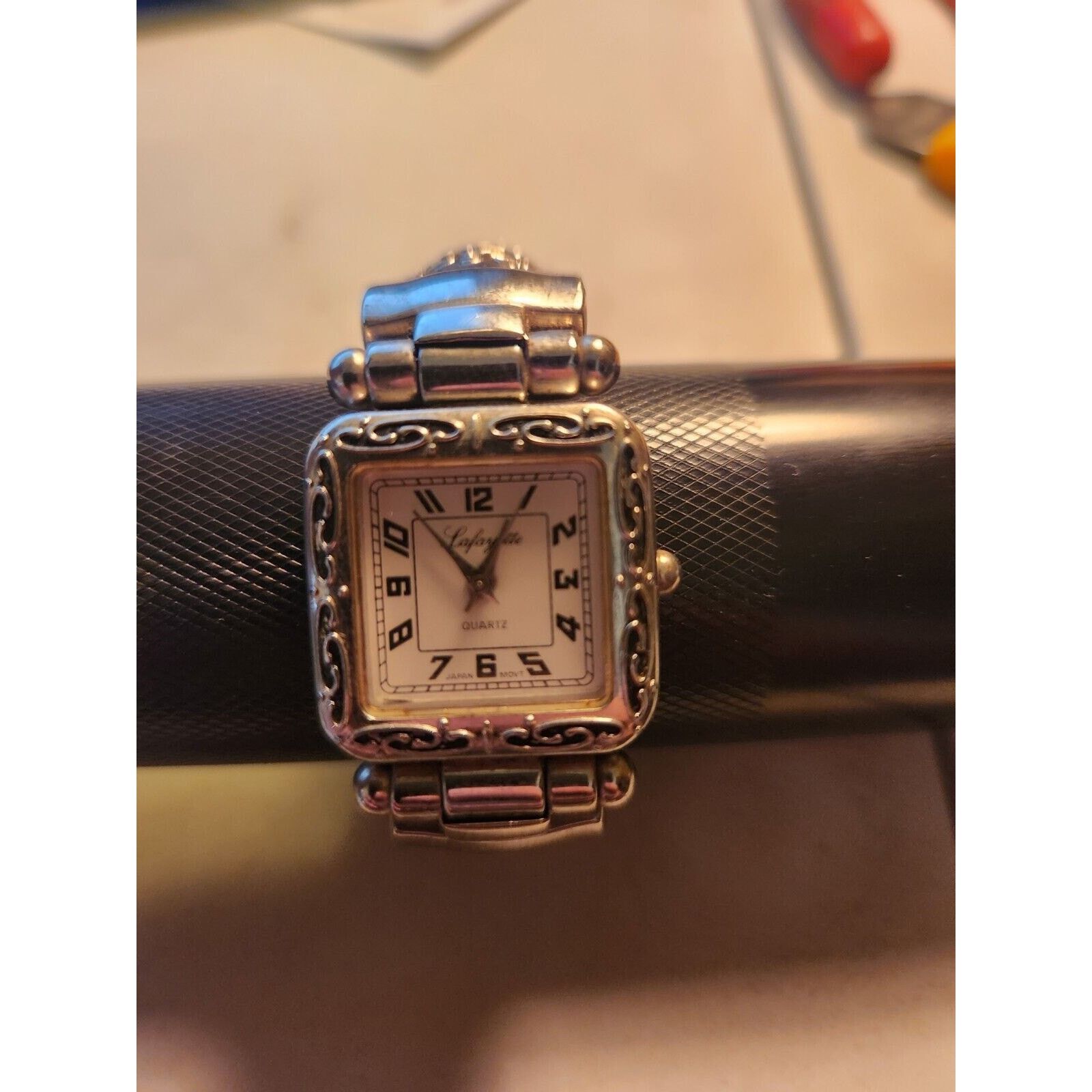 Lafayette 148 Lafayette Japan silver Cuff Vtg Retro Stainless new battery Size ONE SIZE - 1 Thumbnail