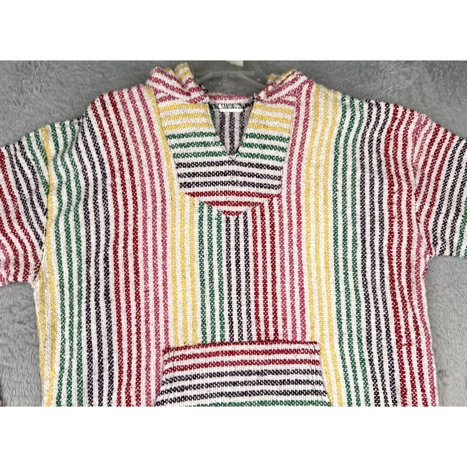 KangaROOS Baja Hoodie Mens Large Multicolor Striped Heavyweight Kangaroo Pocket Hooded V-Neck Hippie Bohemian Festive Shirt? Size US L / EU 52-54 / 3 - 4 Thumbnail