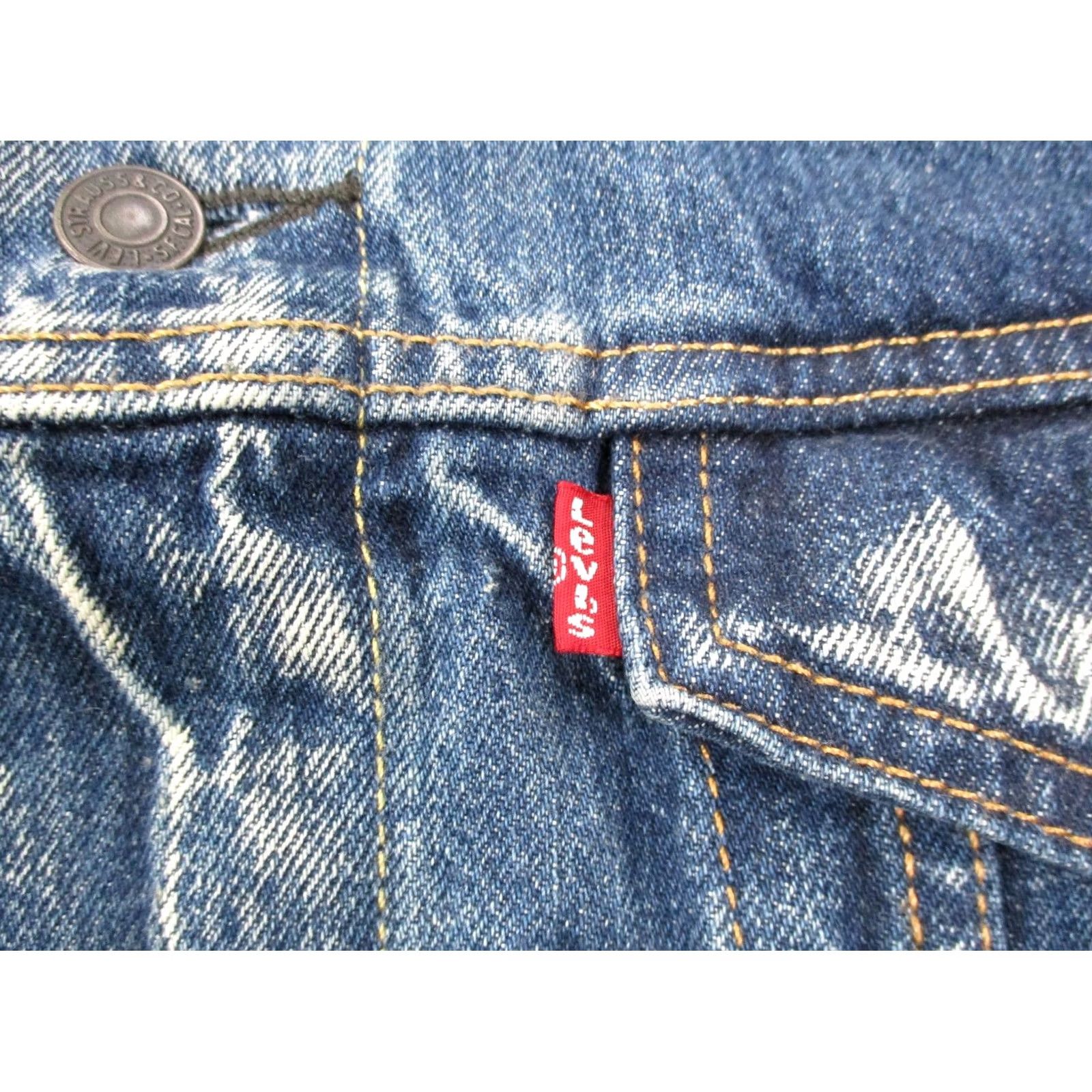 Levi's Levi's Jacket Mens XL Blue Denim Trucker Red Tab Jean Workwear Biker, Leather? (Note: Original has no leather) Size US 36 / EU 52 - 6 Thumbnail