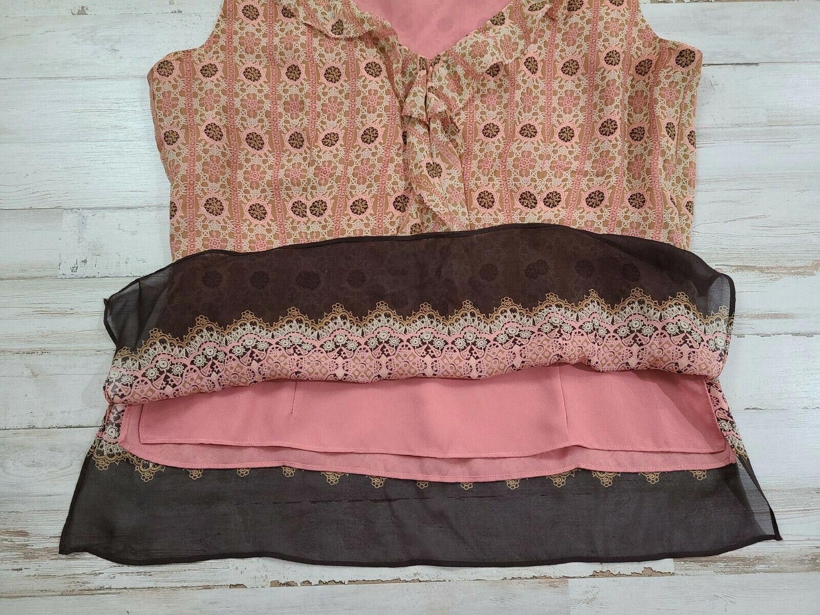 Designer Tape Measure Tank Top 6 V Neck 100% Silk Layered Floral Boho Size M / US 6-8 / IT 42-44 - 3 Thumbnail