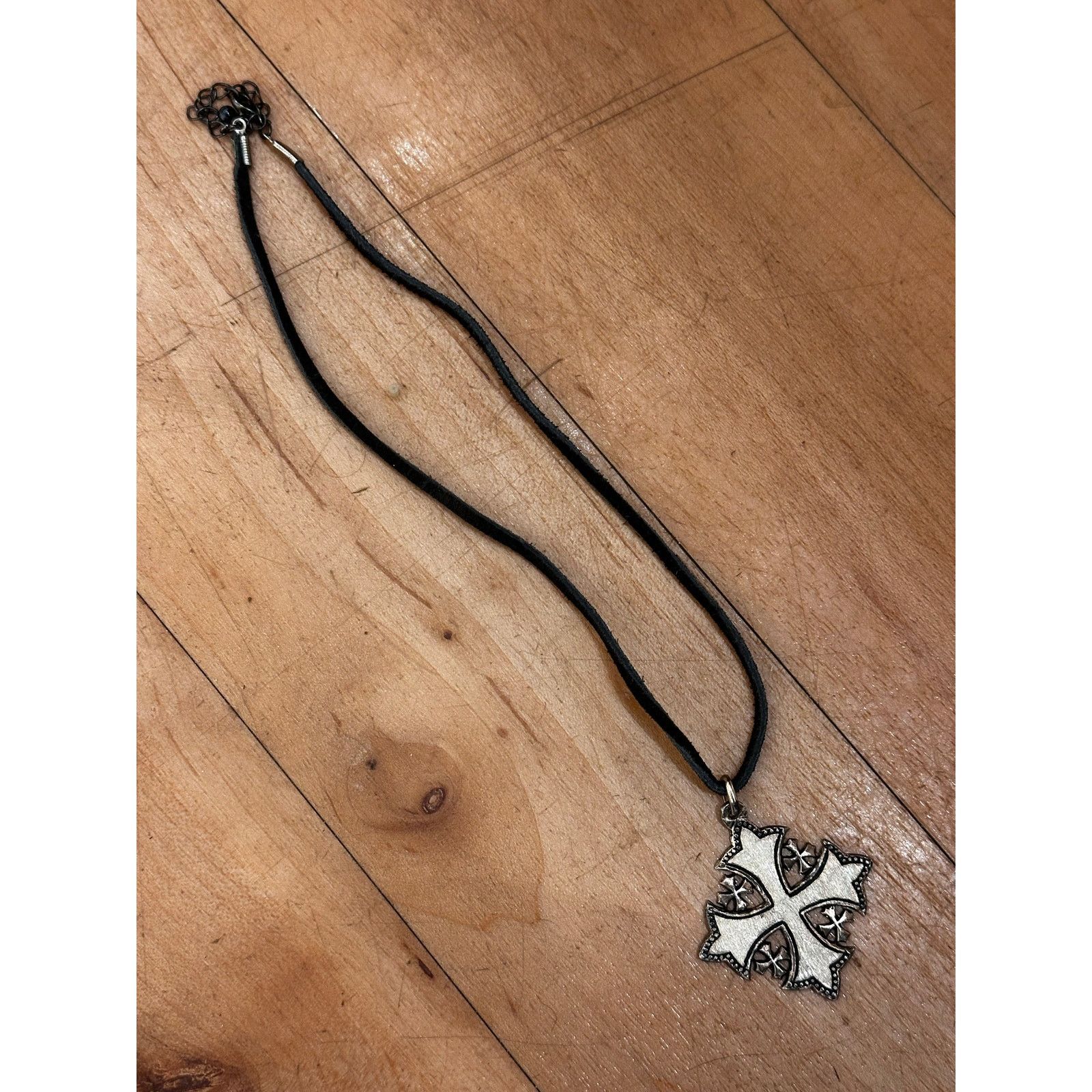 Vintage Vintage 900 Silver Jeruselum Cross Religious Necklace Size ONE SIZE - 3 Thumbnail