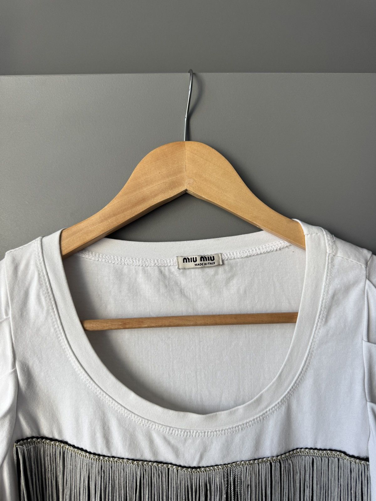 Miu Miu Miu Miu Boho Detailed White T-shirt Size S / US 4 / IT 40 - 2 Thumbnail