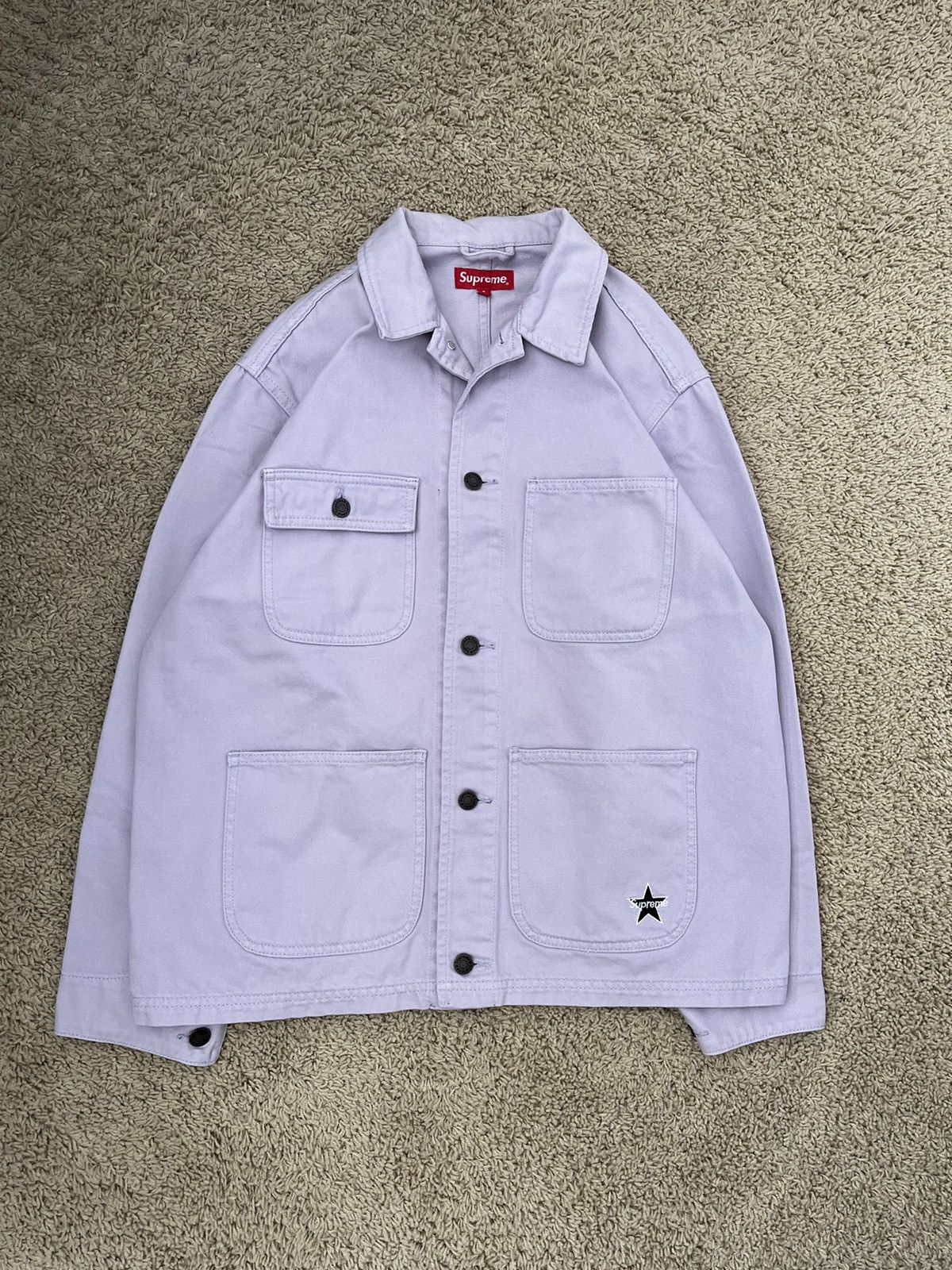 image of Supreme Denim Chore Coat in Lilac, Men's (Size Small)