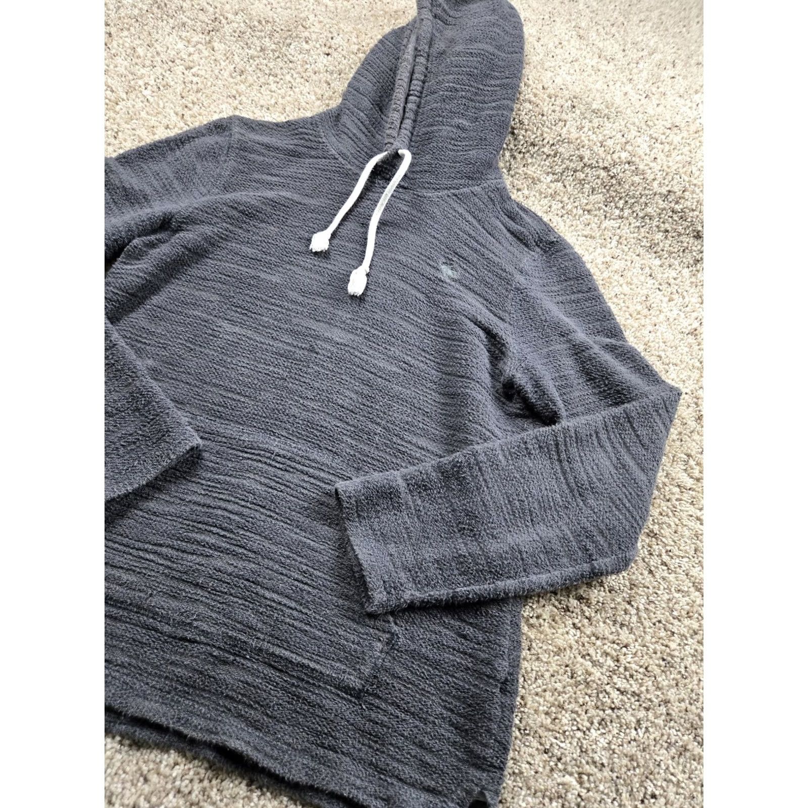 Abercrombie & Fitch Abercrombie & Fitch Hoodie Mens Small Gray Textured Pullover Pockets Knit Cotton Polyester Logo Pullover Hooded Long Sleeve Regular Fit Size US S / EU 44-46 / 1 - 2 Thumbnail