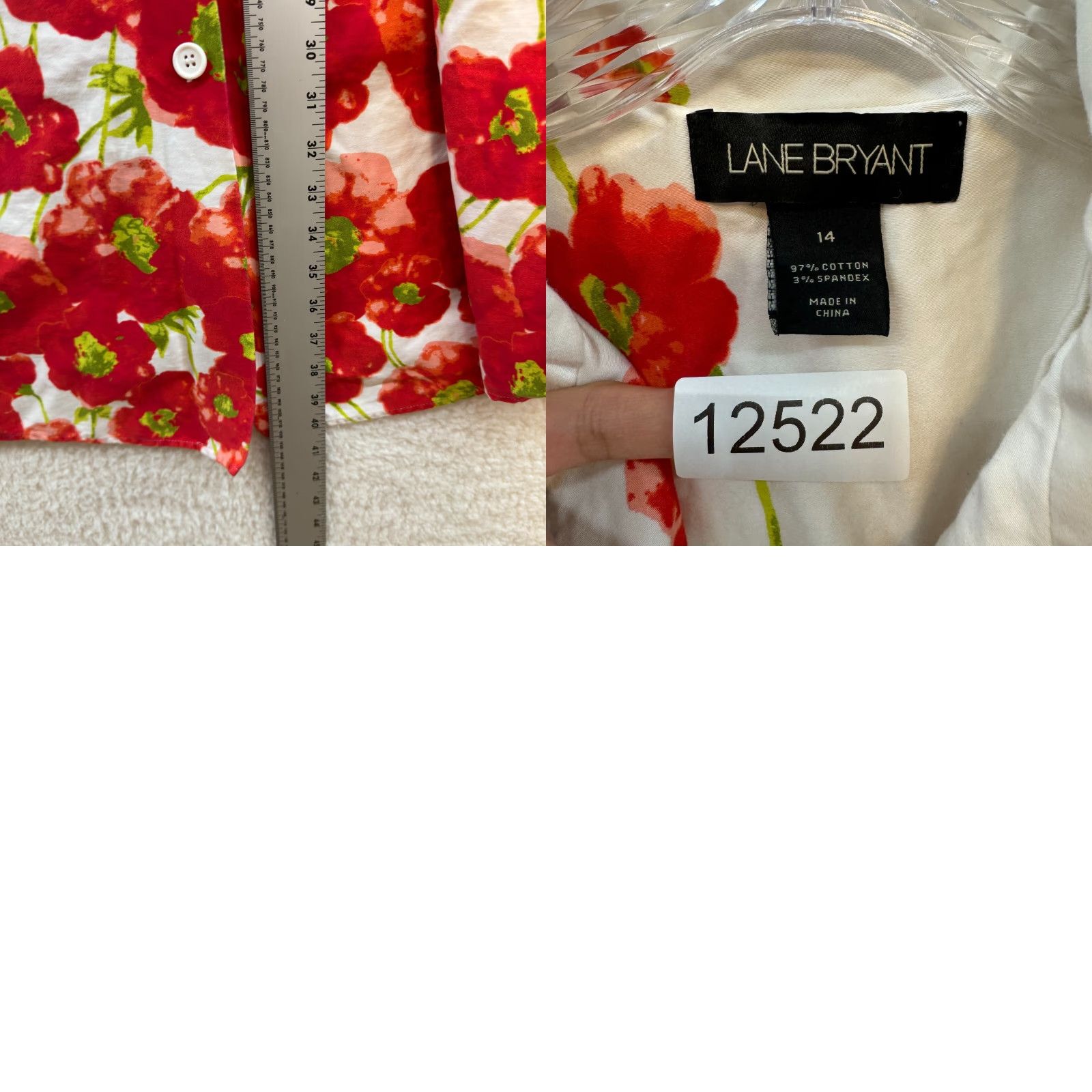 Vintage VINTAGE Lane Bryant Dress 14 White Red Floral Button Shirt Collared Mod Blouson A-Line Womens Size XL / US 12-14 / IT 48-50 - 9 Thumbnail