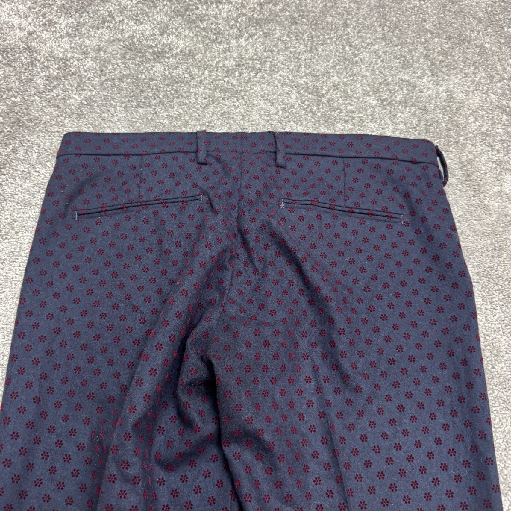 Vintage Entre Amis Dress Pants Mens 31 Gray Floral Wool Slim Straight Size US 34 / EU 50 - 5 Thumbnail