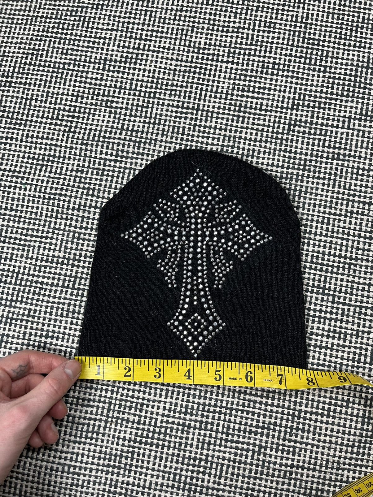 Vintage Drip cross rhinestones chrome style beanie Fleur de Lis Size ONE SIZE - 6 Thumbnail