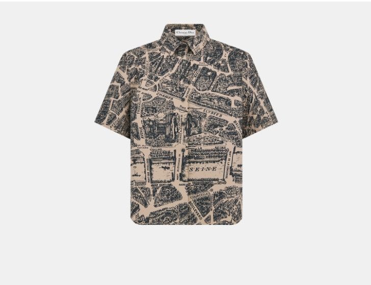 Dior o1w1db10425 351B61A Short Buttoned Blouse in Black & Beige Size S / US 4 / IT 40 - 1 Thumbnail