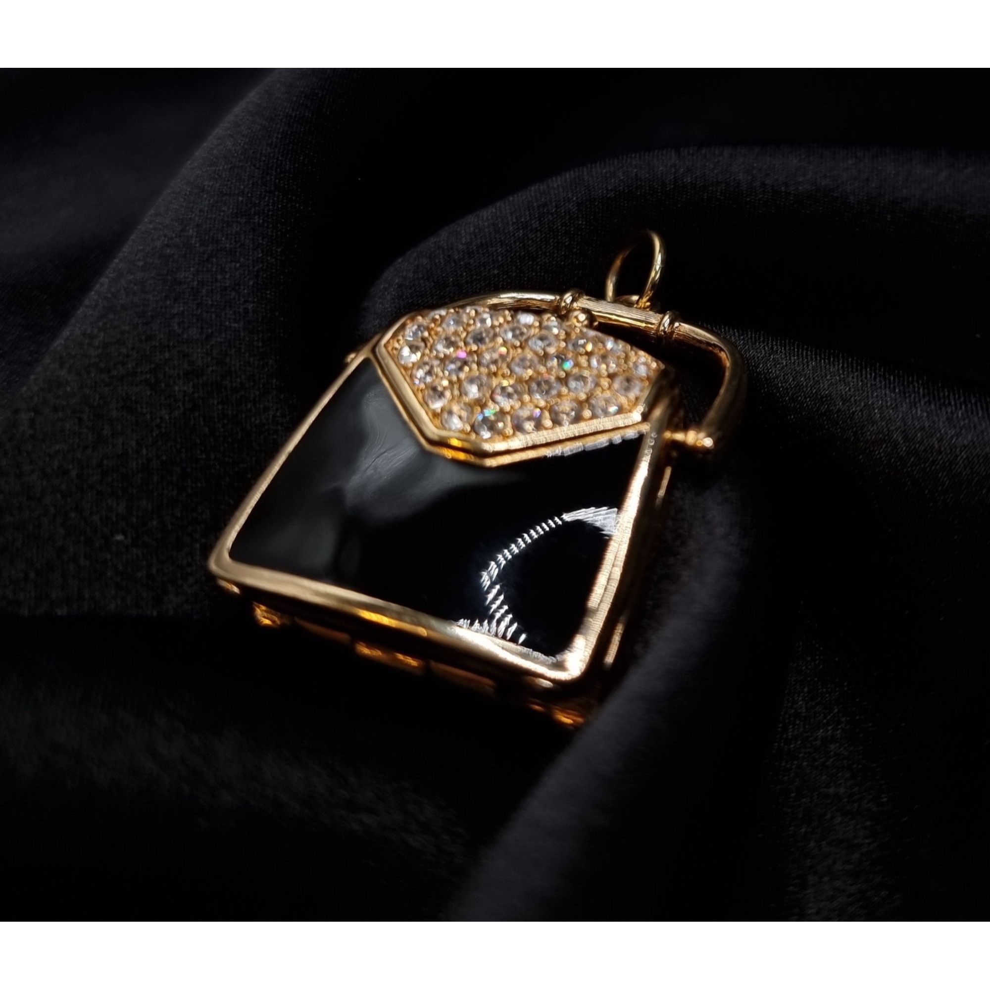 Swarovski Vintage Swarovski 1990s Gold-Tone Handbag Pendant With Black Size ONE SIZE - 4 Thumbnail