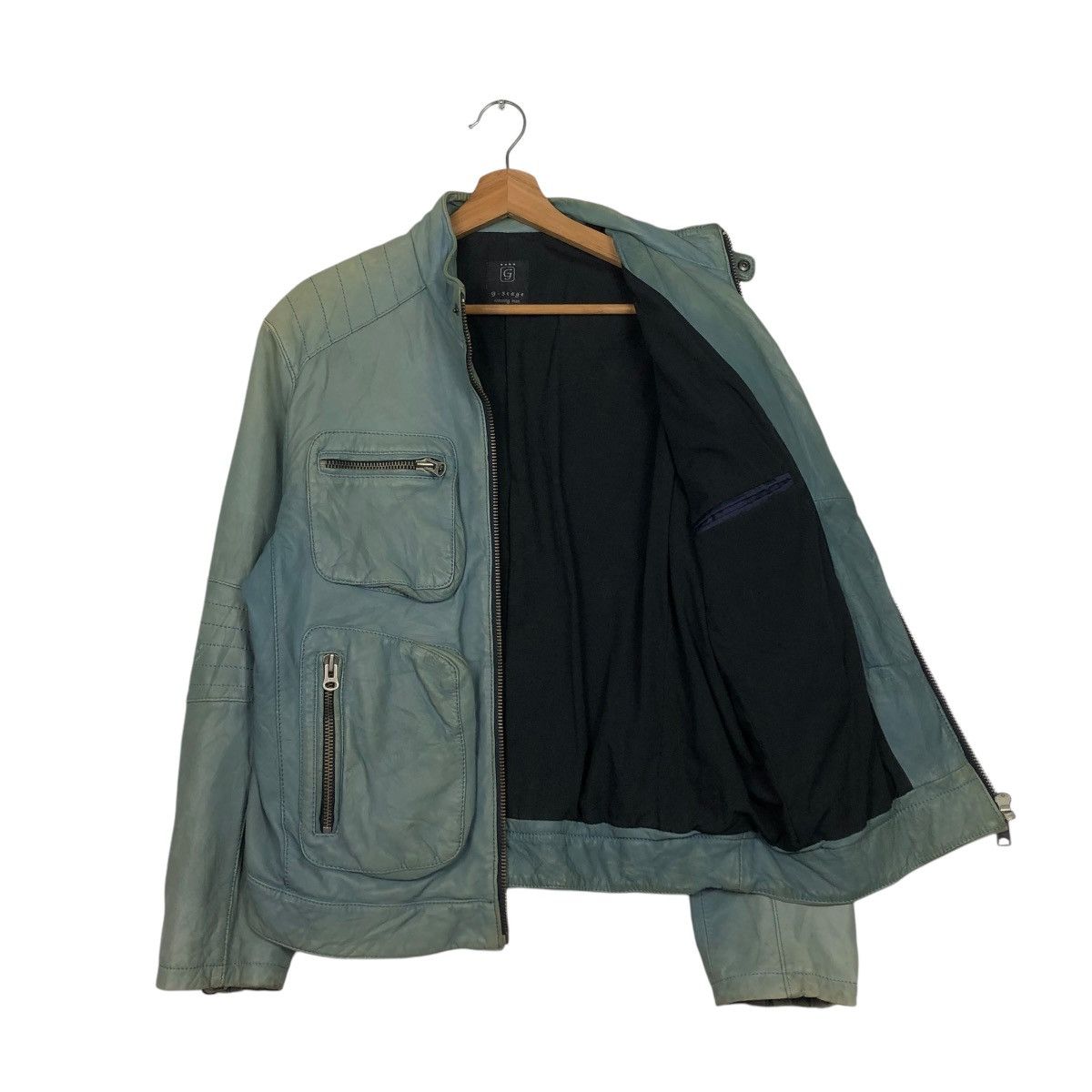 Japanese Brand 🔥VINTAGE CROPPED BIKER LEATHER JACKET G-STAGE ISSEY MIYAKE Size US M / EU 48-50 / 2 - 13 Thumbnail