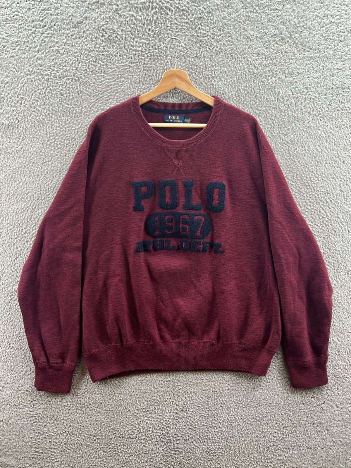 Polo Ralph Lauren Polo Ralph Lauren 1967 ATHL. DEPT Burgundy Crewneck Sweater Size US XXL / EU 58 / 5 - 1 Thumbnail