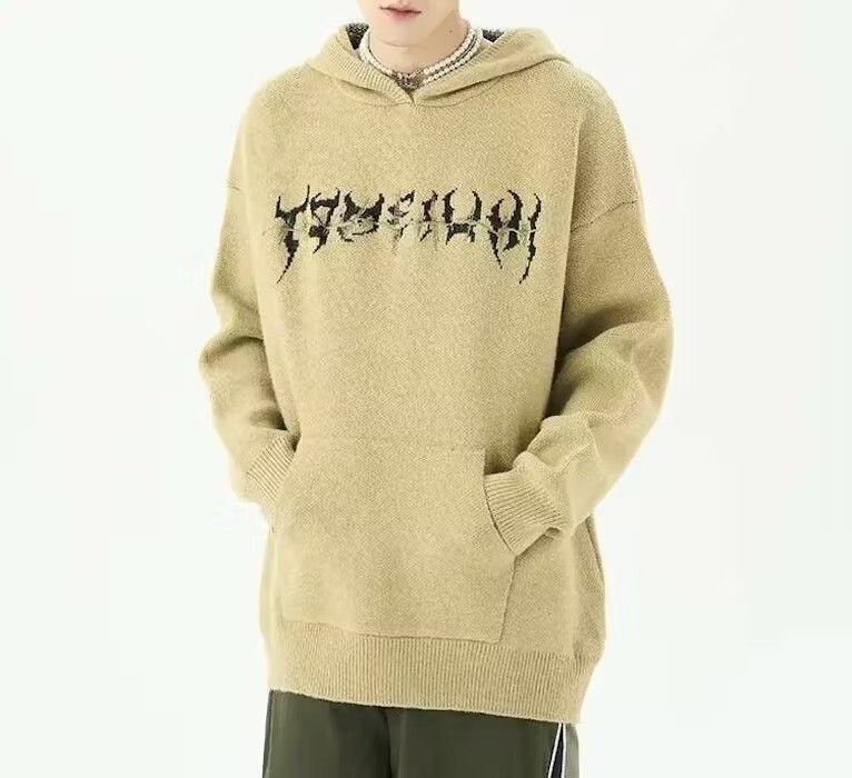 Japanese Brand × Vintage Beige Knitted Hoodie Hooded Sweatshirt Size US L / EU 52-54 / 3 - 3 Thumbnail