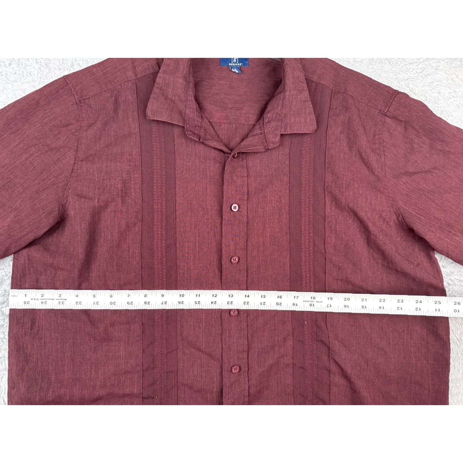 George George Shirt Men 2XL Red Button-Up Hawaiian Short Sleeve Polyester Blend Size US XXL / EU 58 / 5 - 7 Thumbnail