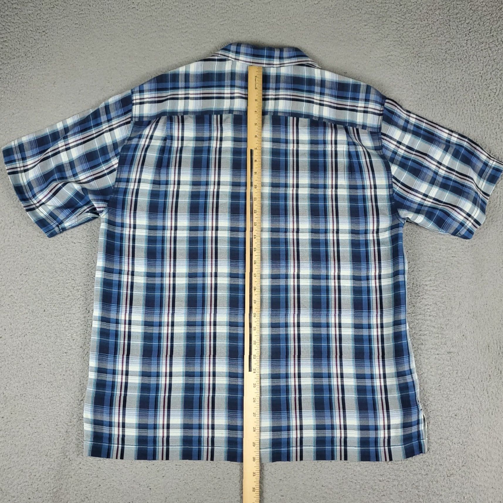 Tommy Bahama Tommy Bahama Hawaiian Shirt Mens Large Blue Plaid Silk Button Up Short Sleeve Size US L / EU 52-54 / 3 - 4 Thumbnail
