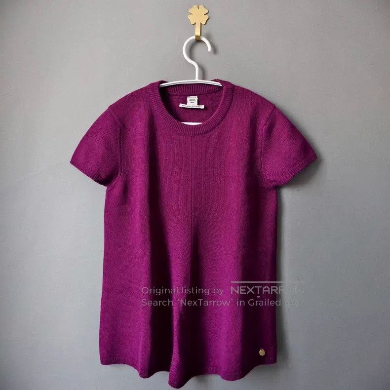 Hermes Hermes Classic Purple Cashmere Short Sleeve Knit Top Size XXS / US 00 / IT 34 - 1 Thumbnail