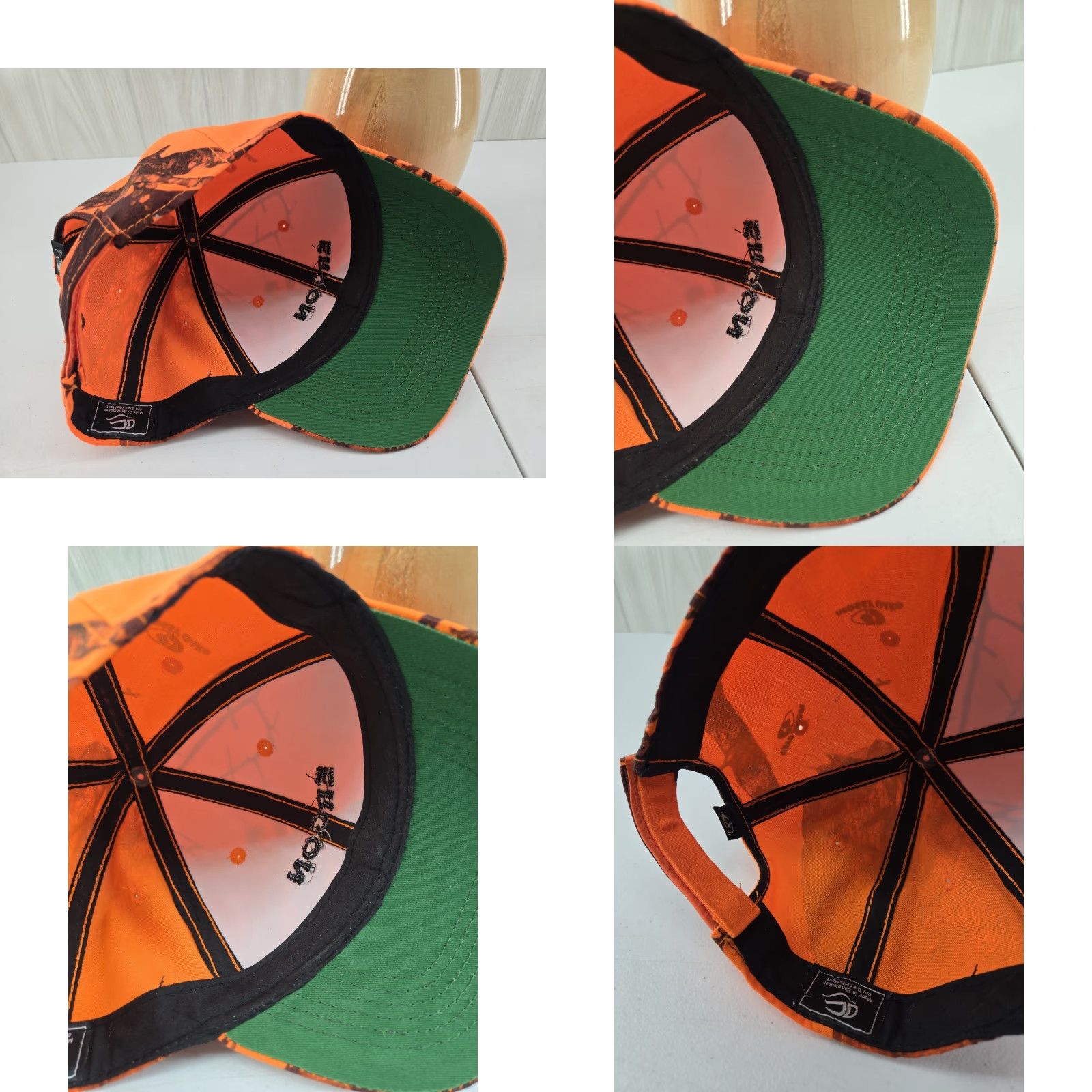 Vintage VINTAGE Mossy Oak Ergon Men's Safety Orange Hunting Cap Camo Baseball Cap Adjustable Orange Camouflage Men Size ONE SIZE - 9 Thumbnail