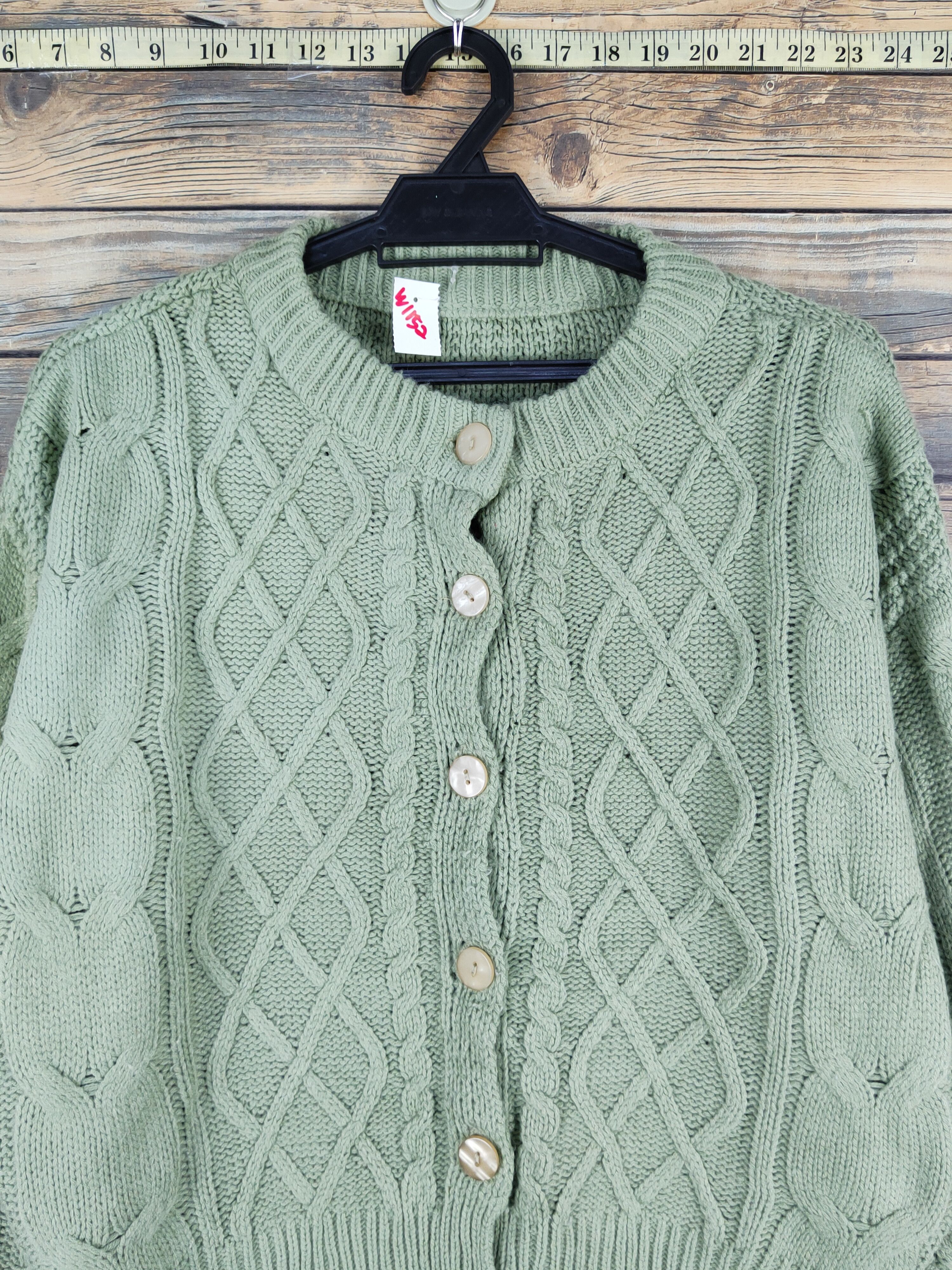 Aran Isles Knitwear × Japanese Brand × Vintage Ray Cassin Green cable Knitwear Cardigan #W1152 Size M / US 6-8 / IT 42-44 - 2 Thumbnail
