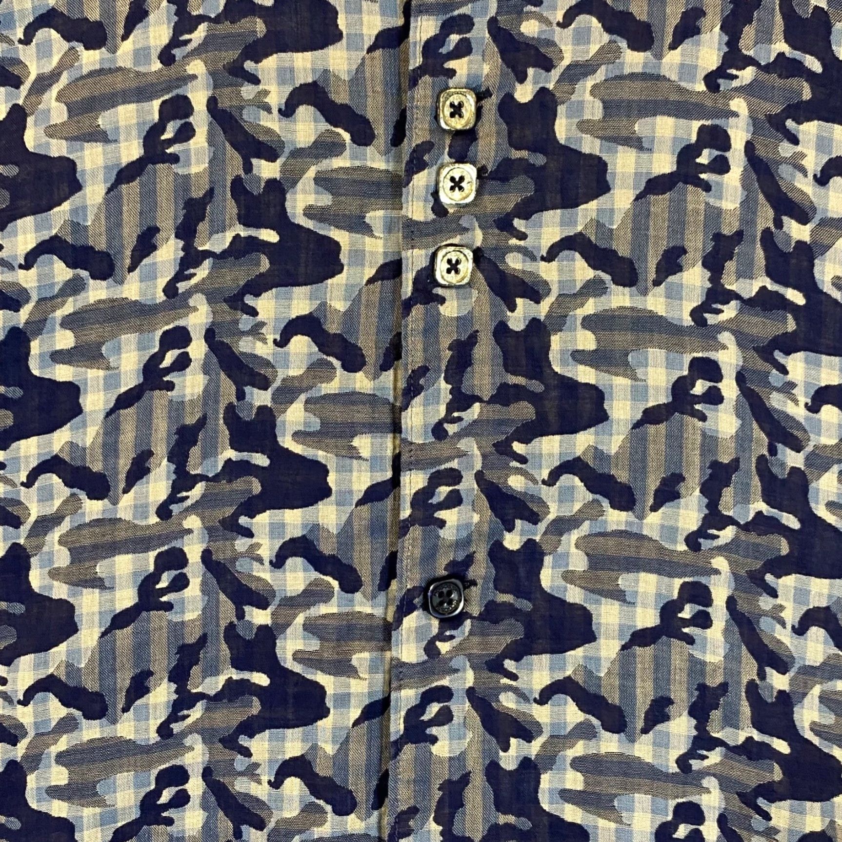 Vintage Bogosse Shirt Mens 3XL Blue Camo Long Sleeve Button-Up Top with French Cuff, Button Up, Casual Formal Workwear Size US XXL / EU 58 / 5 - 3 Thumbnail
