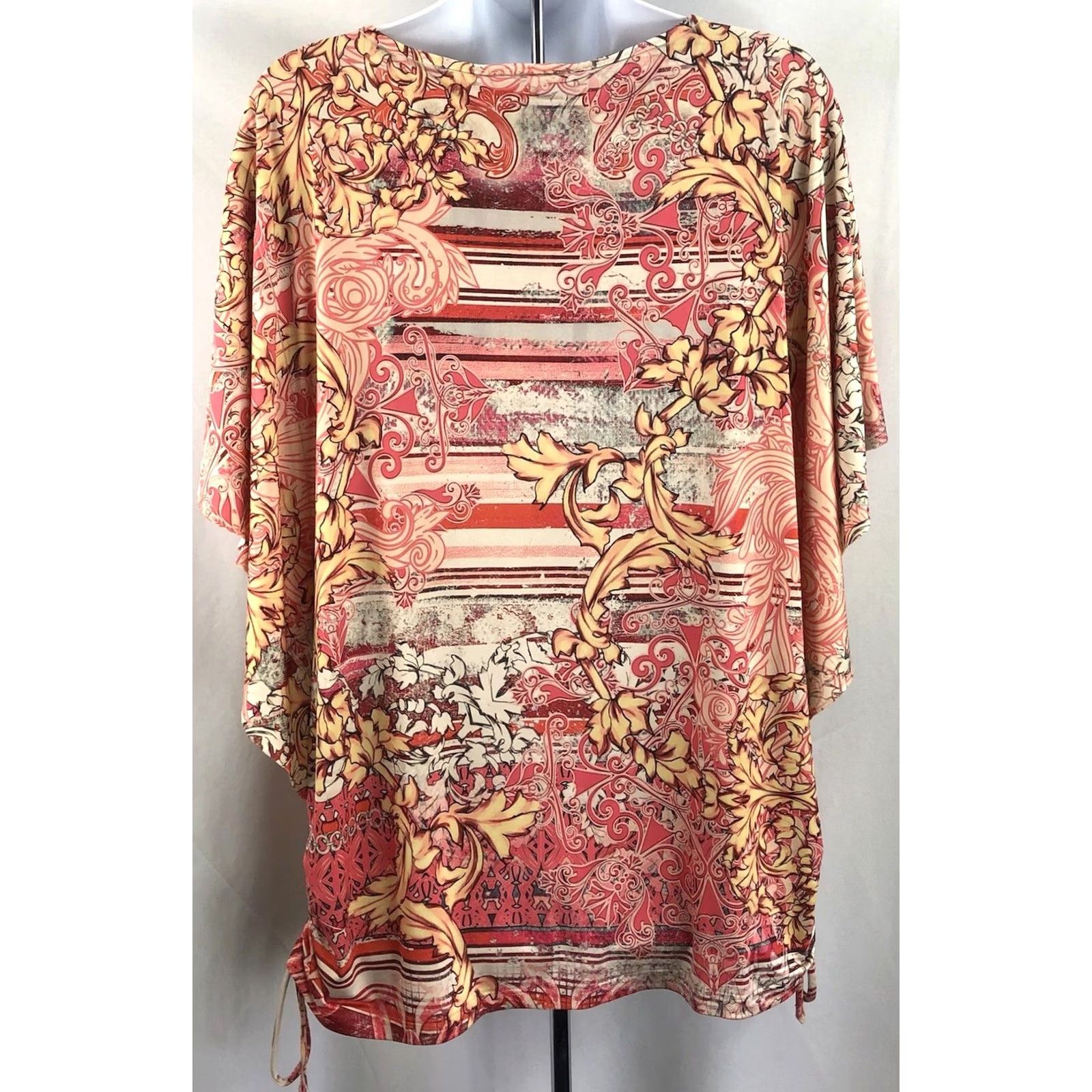 Style & Co VINTAGE Style & Co Blouse Shirt Womens XL Pink Floral Blouse Dolman Sleeves Ties Ruched Boho 60s 70s 90s Hippie Retro All Seasons Casual Size XL / US 12-14 / IT 48-50 - 3 Thumbnail