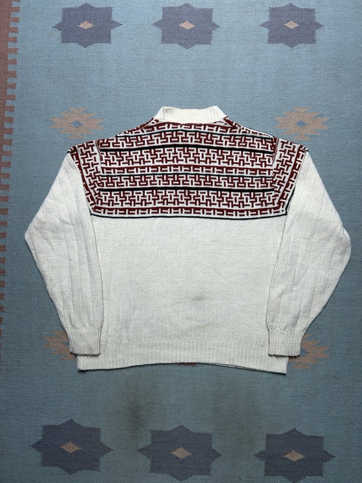 Vintage 70s acrylic knit sweater Detroit knitting mills geometri XL Size US XL / EU 56 / 4 - 8 Thumbnail