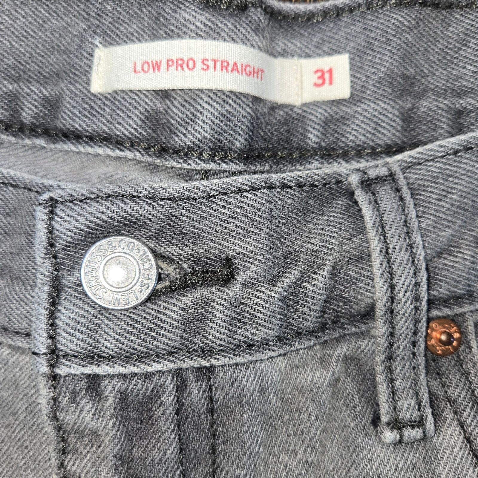 Levi's Levis Jeans 31 Low Pro Straight Leg Gray Splatter Hem Size 31" - 3 Thumbnail
