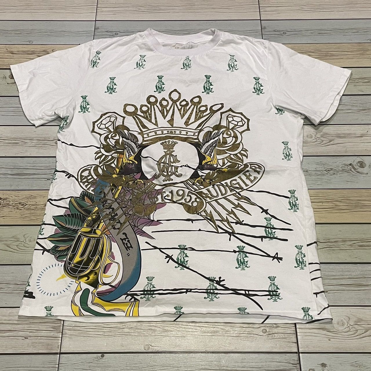 Affliction × Ed Hardy × Tapout Rare Christian Audigier Wings Cross Tee Y2K Affliction Style Size US L / EU 52-54 / 3 - 1 Thumbnail