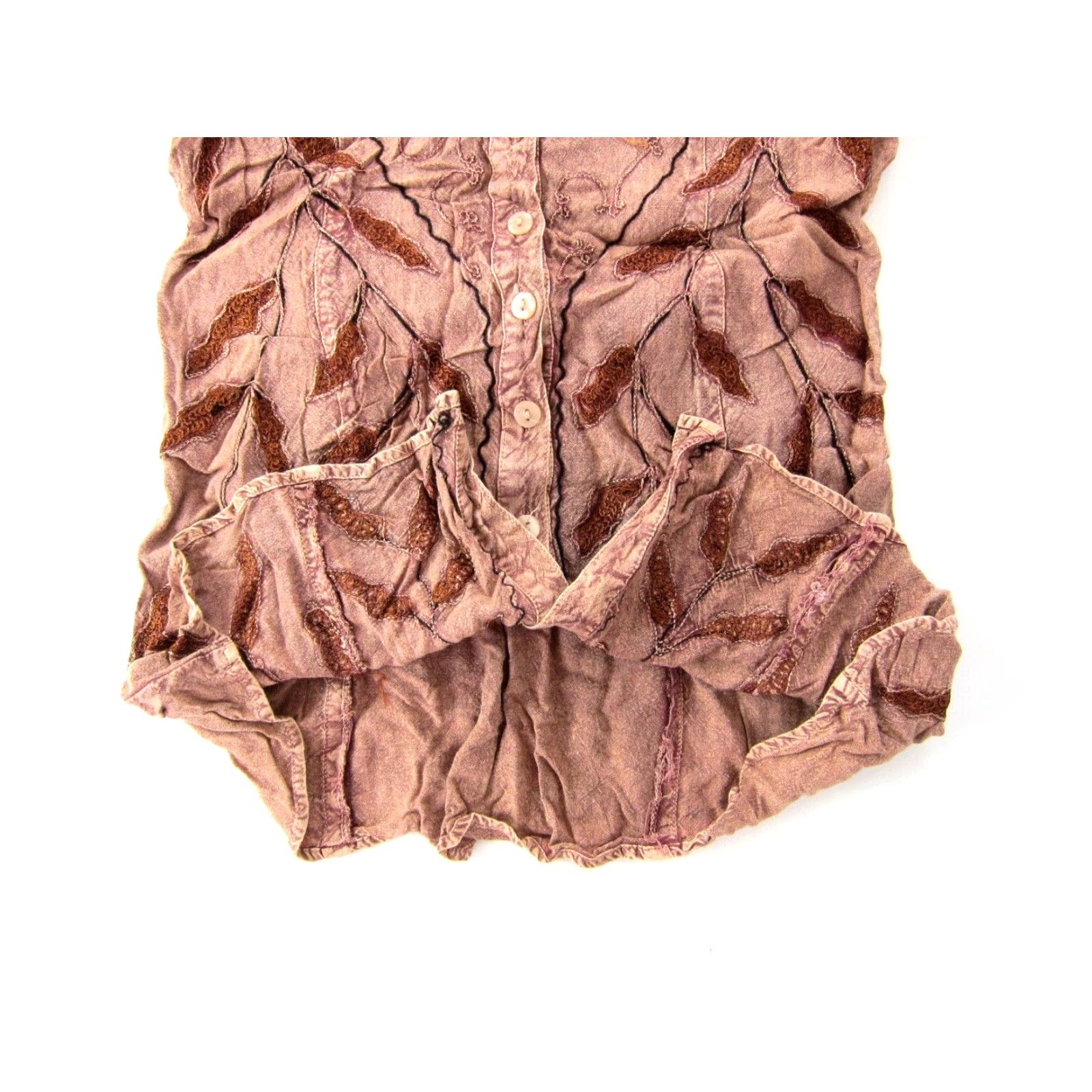 Pinko VINTAGE M.P.H. Blouse Shirt 100% Rayon Pink Embroidered Floral Short Sleeve Tunic Blouse Medium Size M / US 6-8 / IT 42-44 - 5 Thumbnail