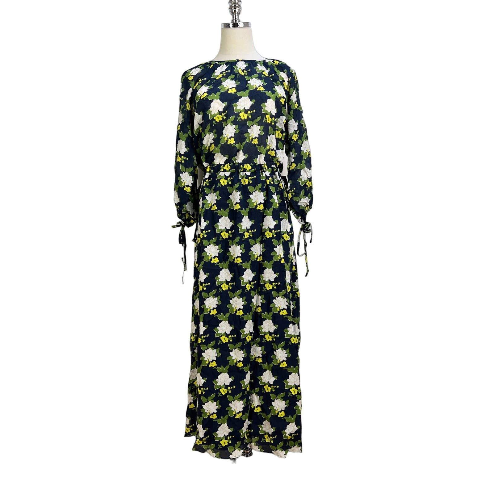 Anthropologie Anthropologie Whit Sadie Maxi Silk Floral Dress Navy Blue Size XS / US 0-2 / IT 36-38 - 1 Thumbnail