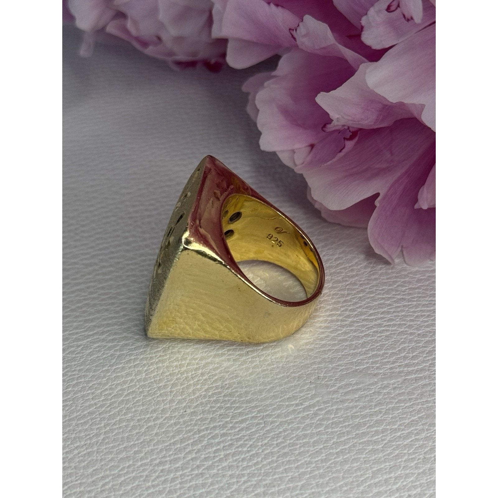 Jewelry 925 STERLING SILVER GOLD PLATED ITALY RING SIZE 8 Size ONE SIZE - 5 Thumbnail