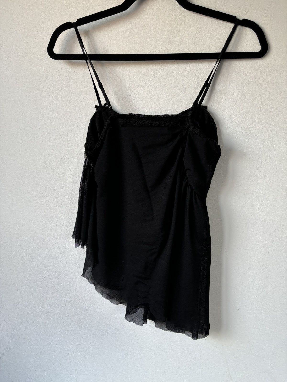 Urban Outfitters × Vintage Asymmetrical Light Before Dark Black Mesh Top Size M / US 6-8 / IT 42-44 - 3 Thumbnail
