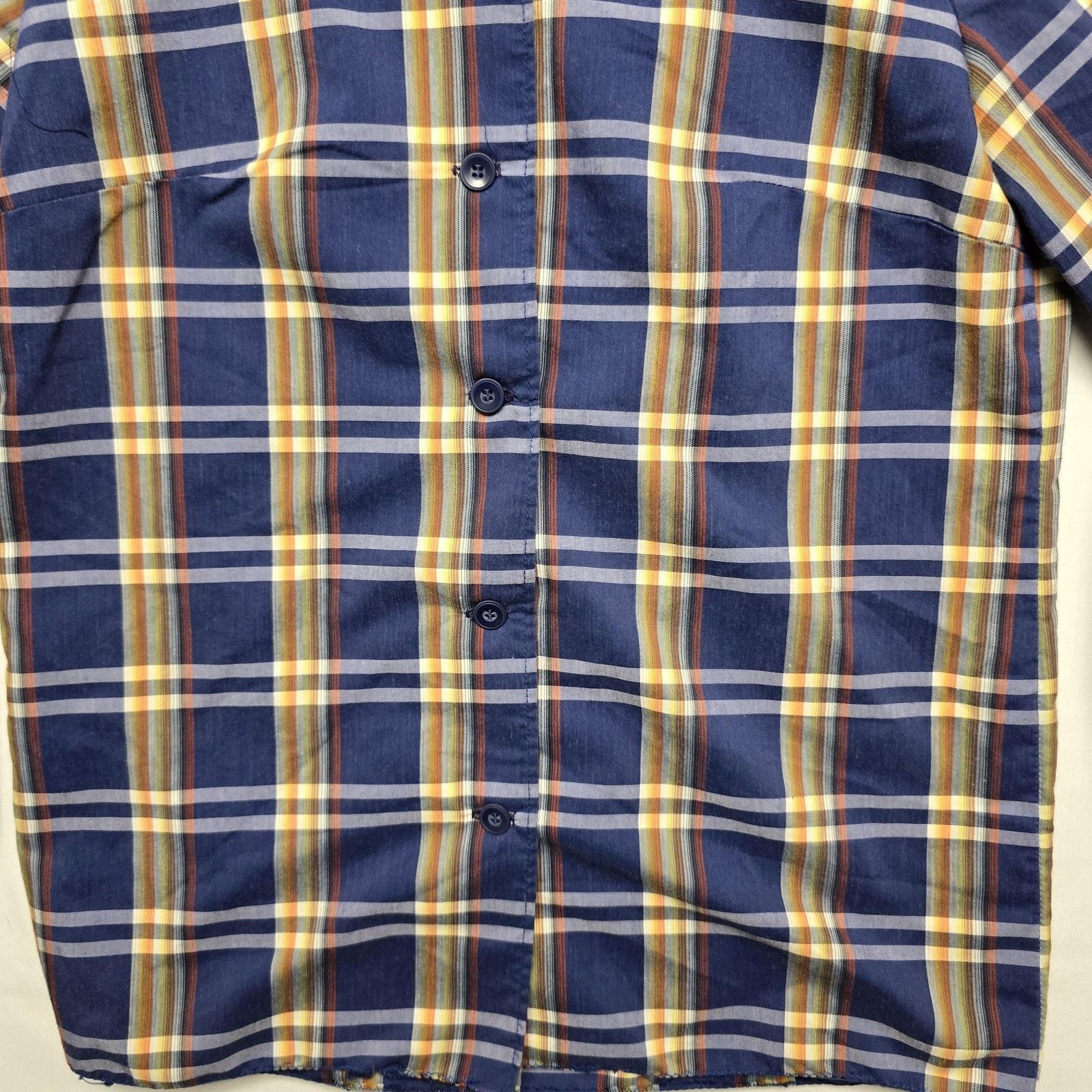 Vintage Vintage Plaid Shirt M Blue Yellow Wide Collar Button Up Size L / US 10 / IT 46 - 4 Thumbnail