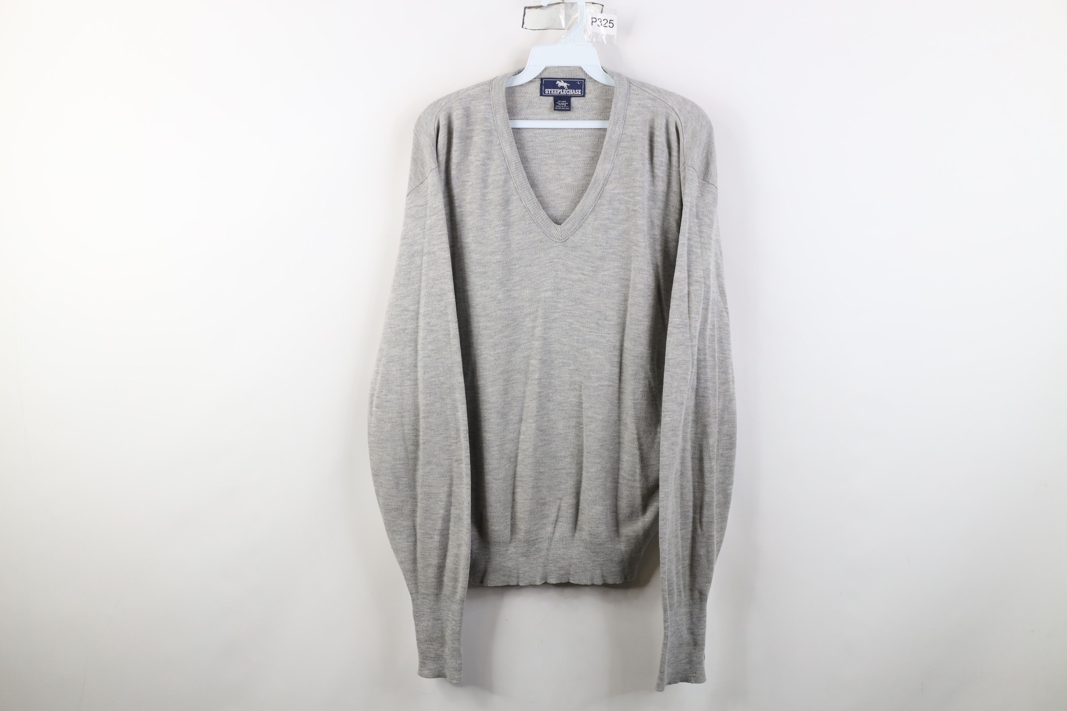 Vintage Vintage 70s Streetwear Knit V-Neck Sweater Heather Gray USA Size US L / EU 52-54 / 3 - 1 Thumbnail