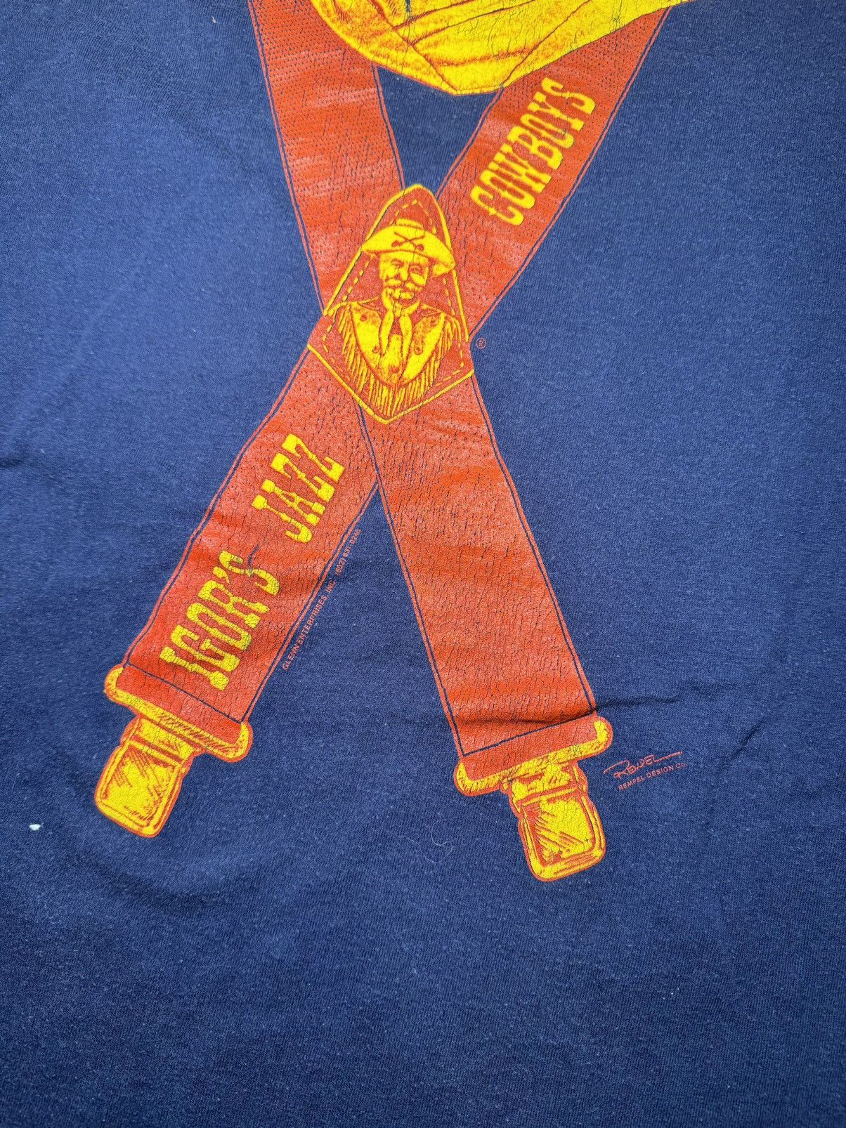 Band Tees × Fruit Of The Loom × Vintage 90s Igor’s Jazz Cowboys suspenders/bandana graphic tee rare Size US XL / EU 56 / 4 - 4 Thumbnail