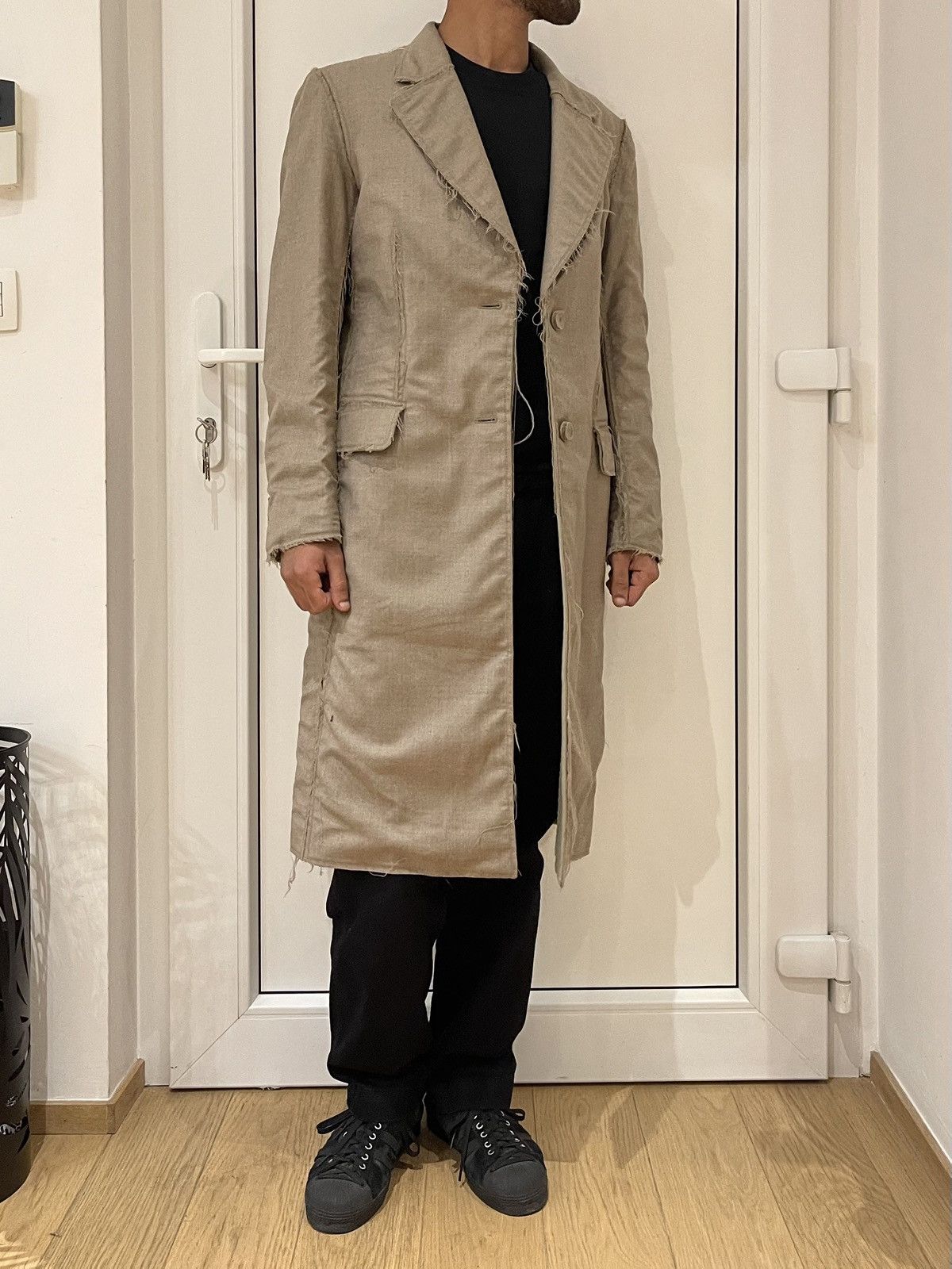 Maison Margiela Maison Martin Margiela FW04 Beige Wool Overlay Long Coat Size US XS / EU 42 / 0 - 6 Thumbnail