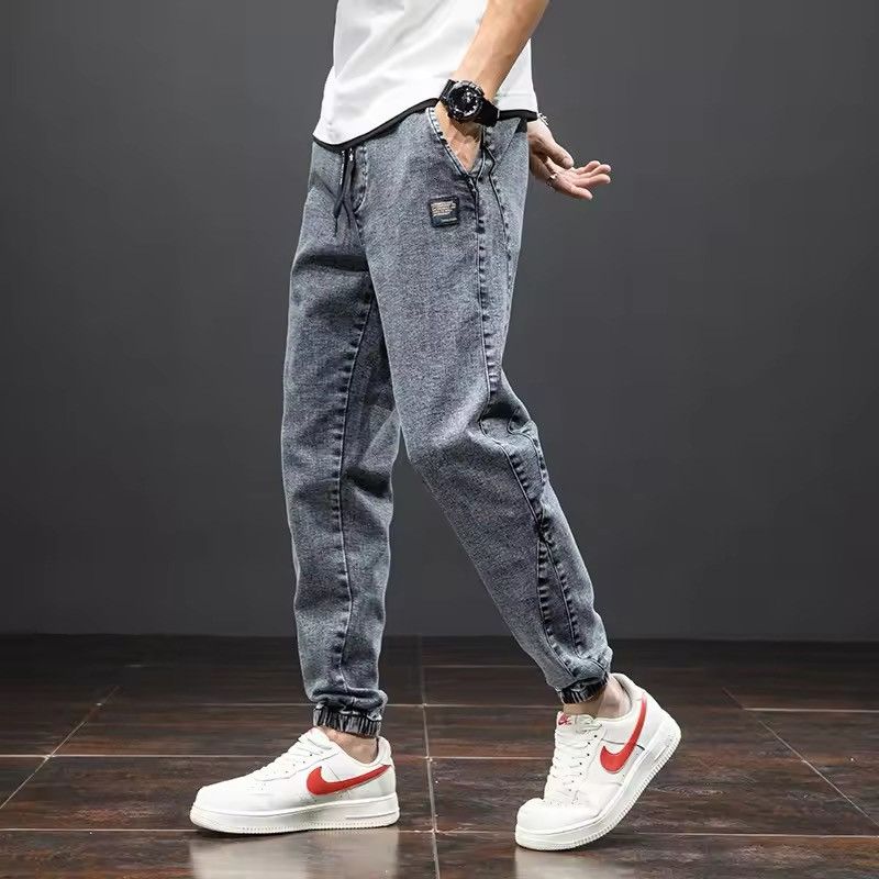 Japanese Brand Elastic Waist Grey Cargo Jeans Men Size US 31 - 1 Thumbnail