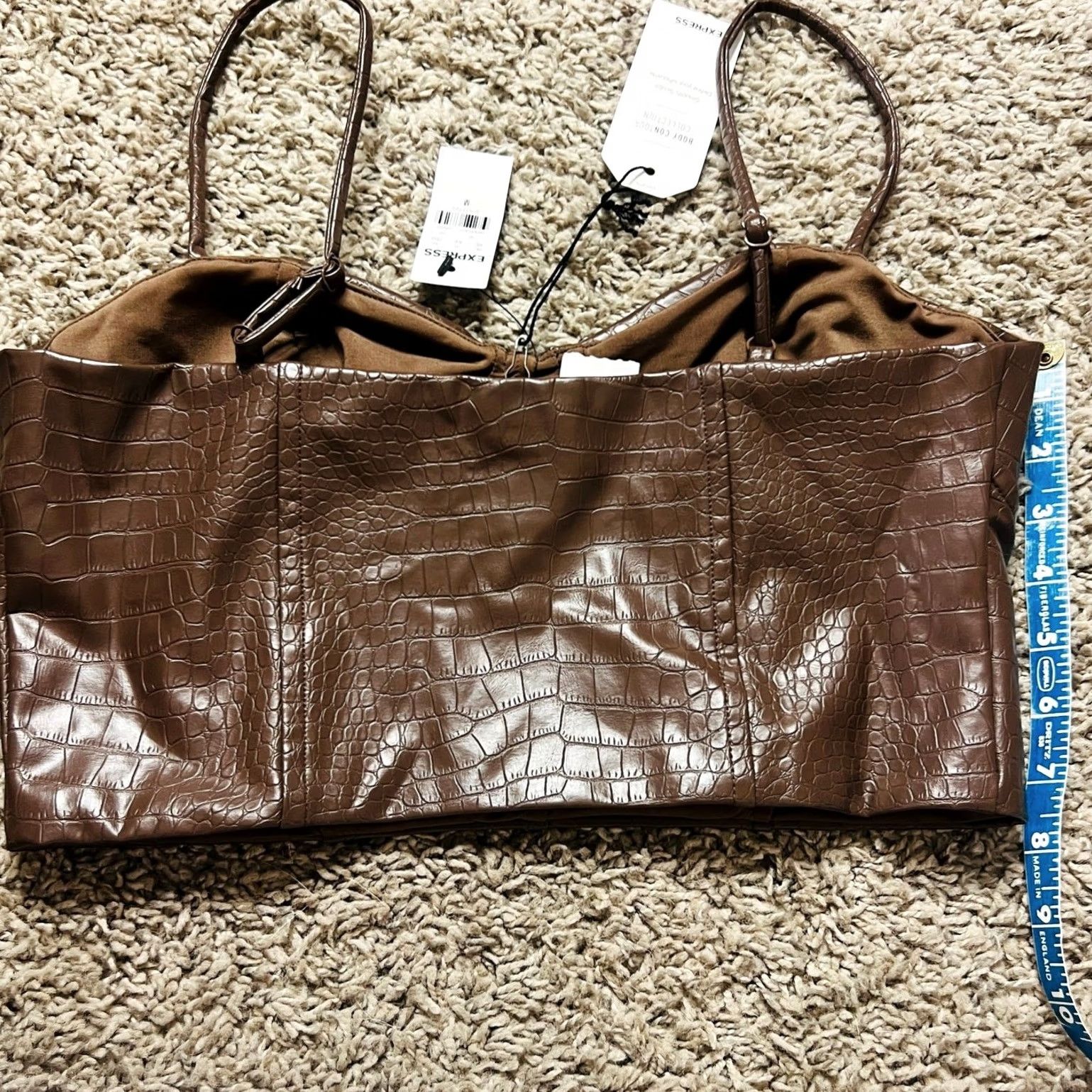 Express NWT Express Womens Body Contour Corset Leather Crop Coquette Brown M Tank Shirt Womens Retro 90s Vintage Brown M Size M / US 6-8 / IT 42-44 - 3 Thumbnail