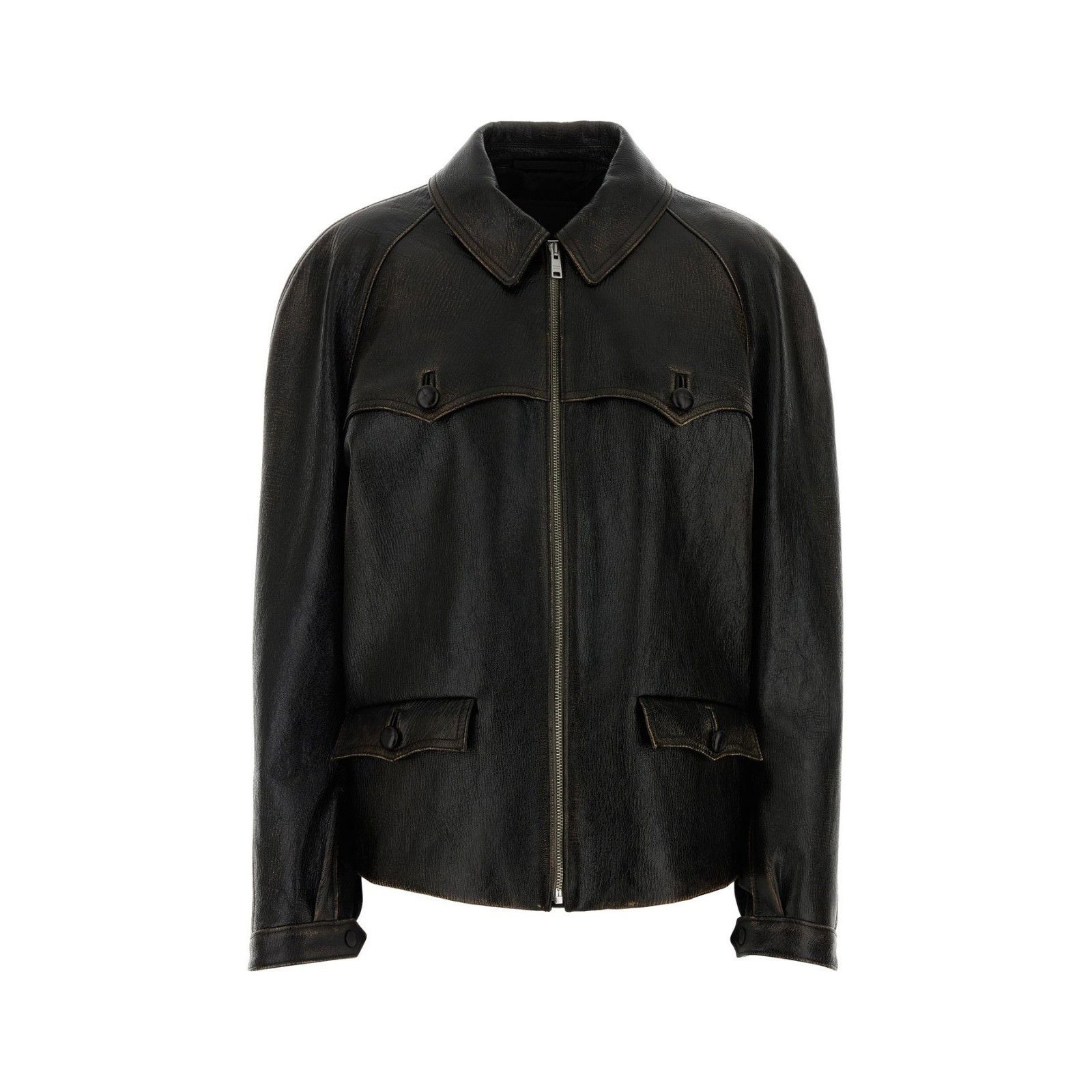 Prada PRADA Black Leather Jacket New & Authentic (Women's size:IT Size S / US 4 / IT 40 - 1 Thumbnail